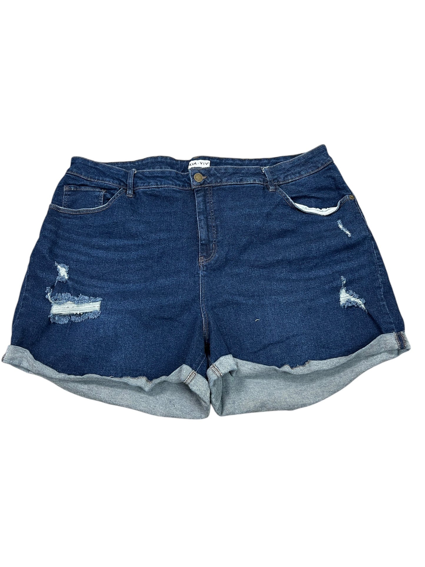 Shorts By Ava & Viv In Blue Denim, Size:4X