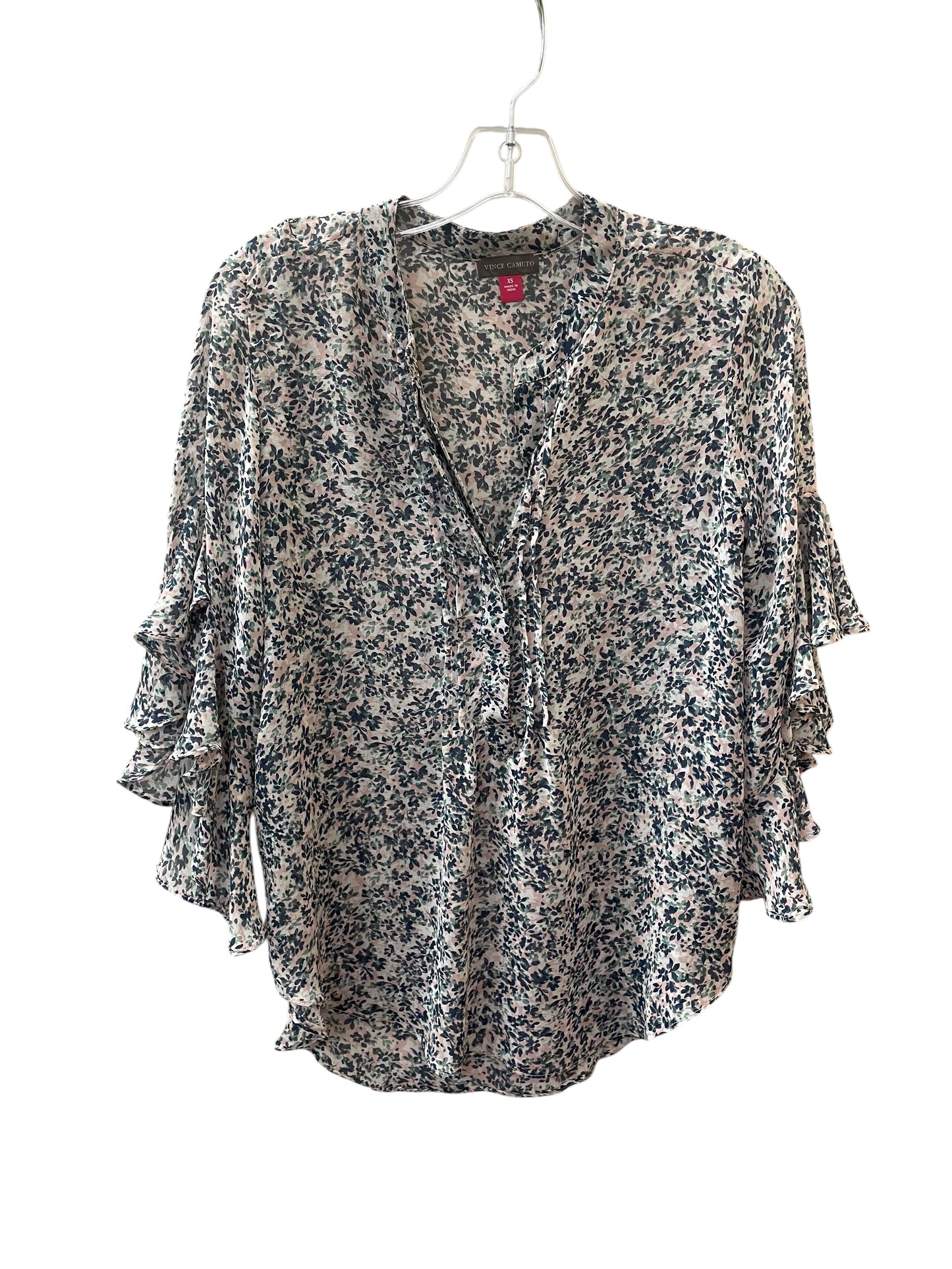Top 3/4 Sleeve By Vince Camuto In Floral Print, Size:Xs