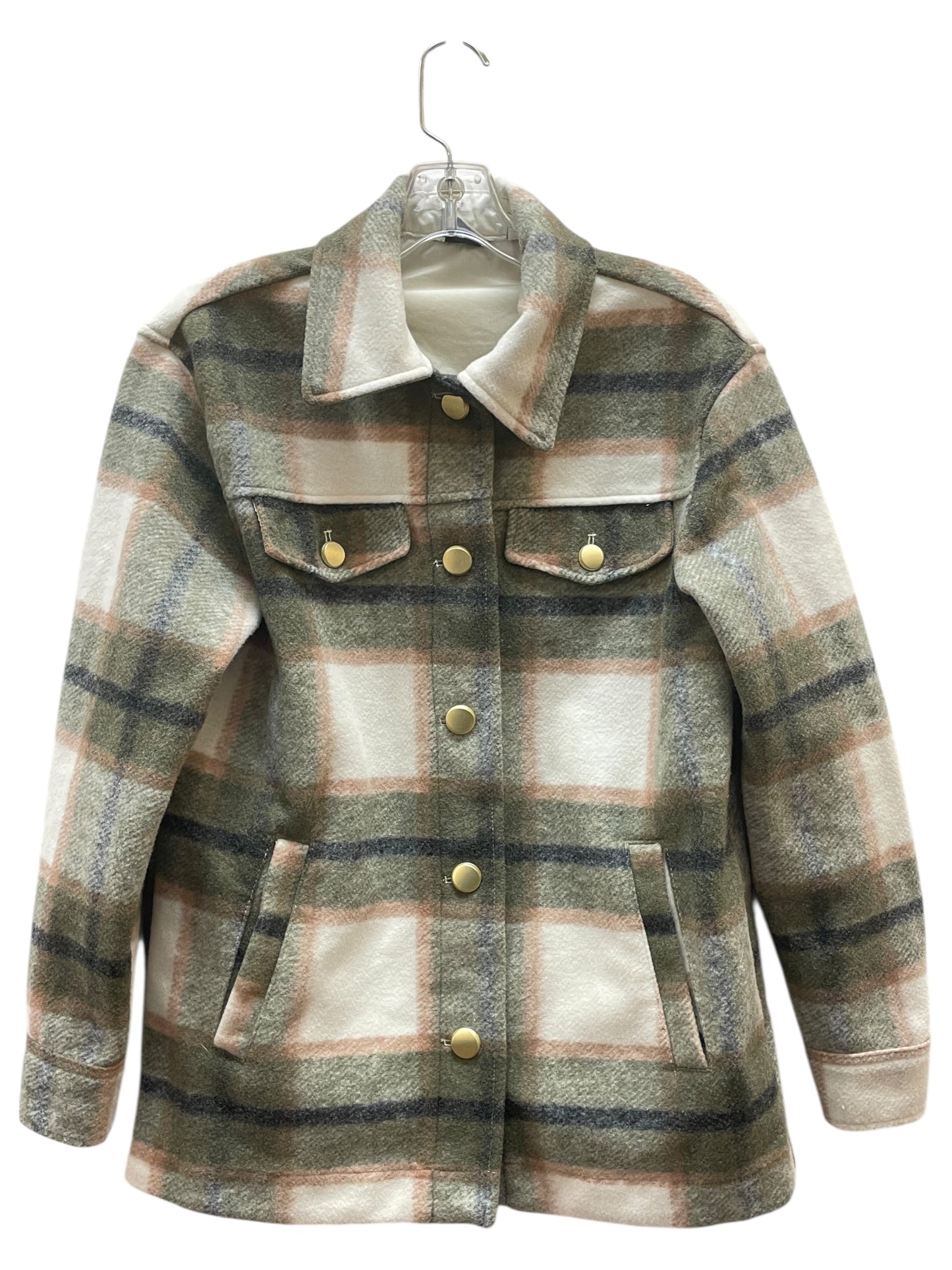 Jacket Shirt By Joie In Cream & Green, Size:S