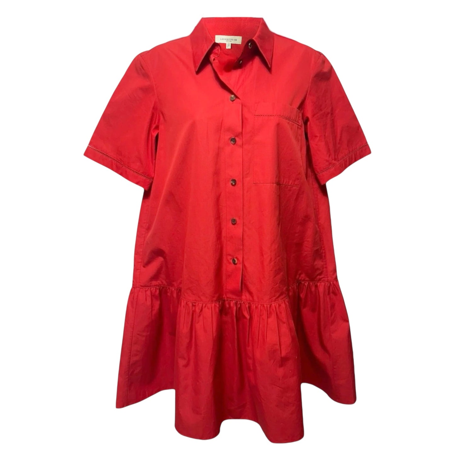 Troy Cotton Dress Designer By Lafayette 148 In Red, Size: XS