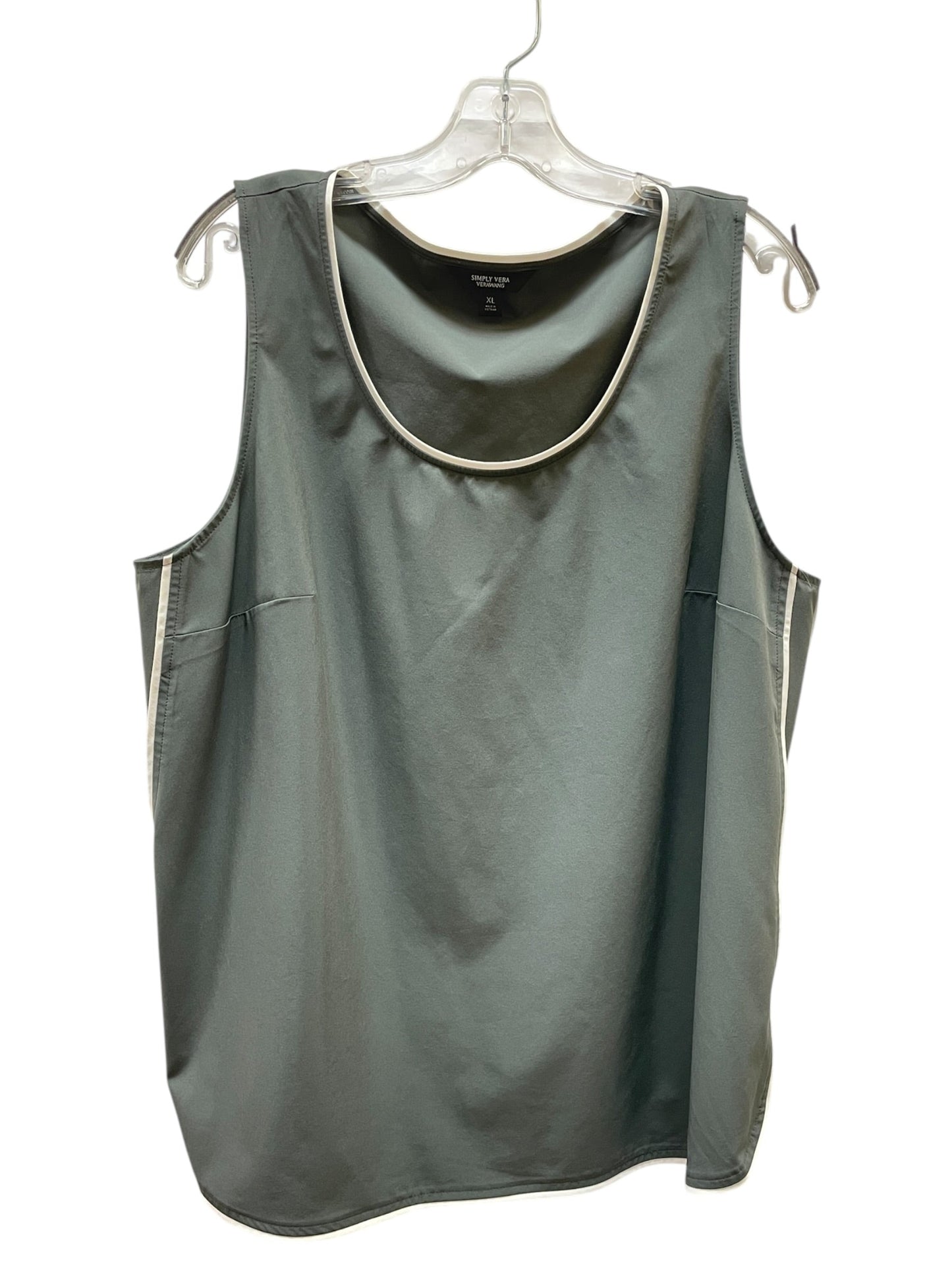 Top Sleeveless Basic By Simply Vera In Grey & White, Size:Xl