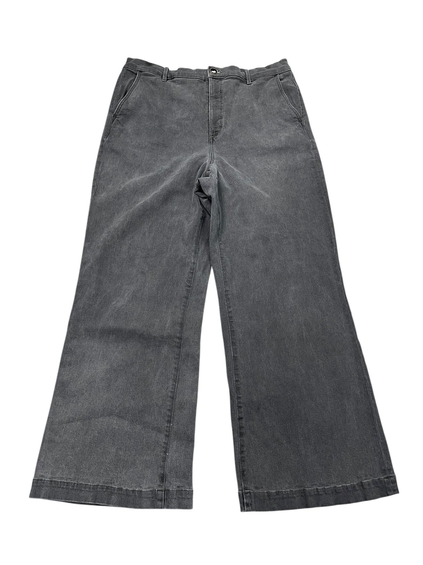 Jeans Wide Leg By Ann Taylor In Black Denim, Size:16