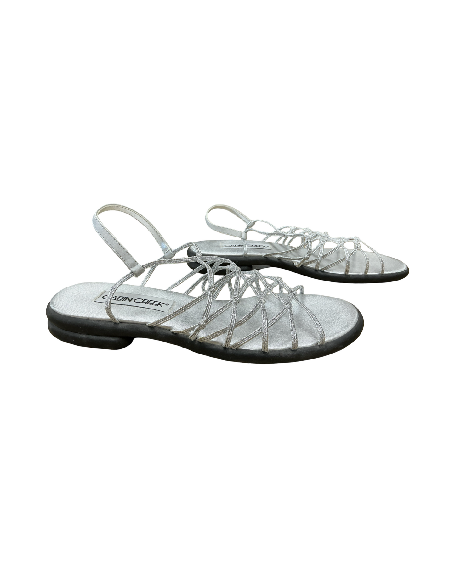 Sandals Flats By Cabin Creek In Silver, Size:8