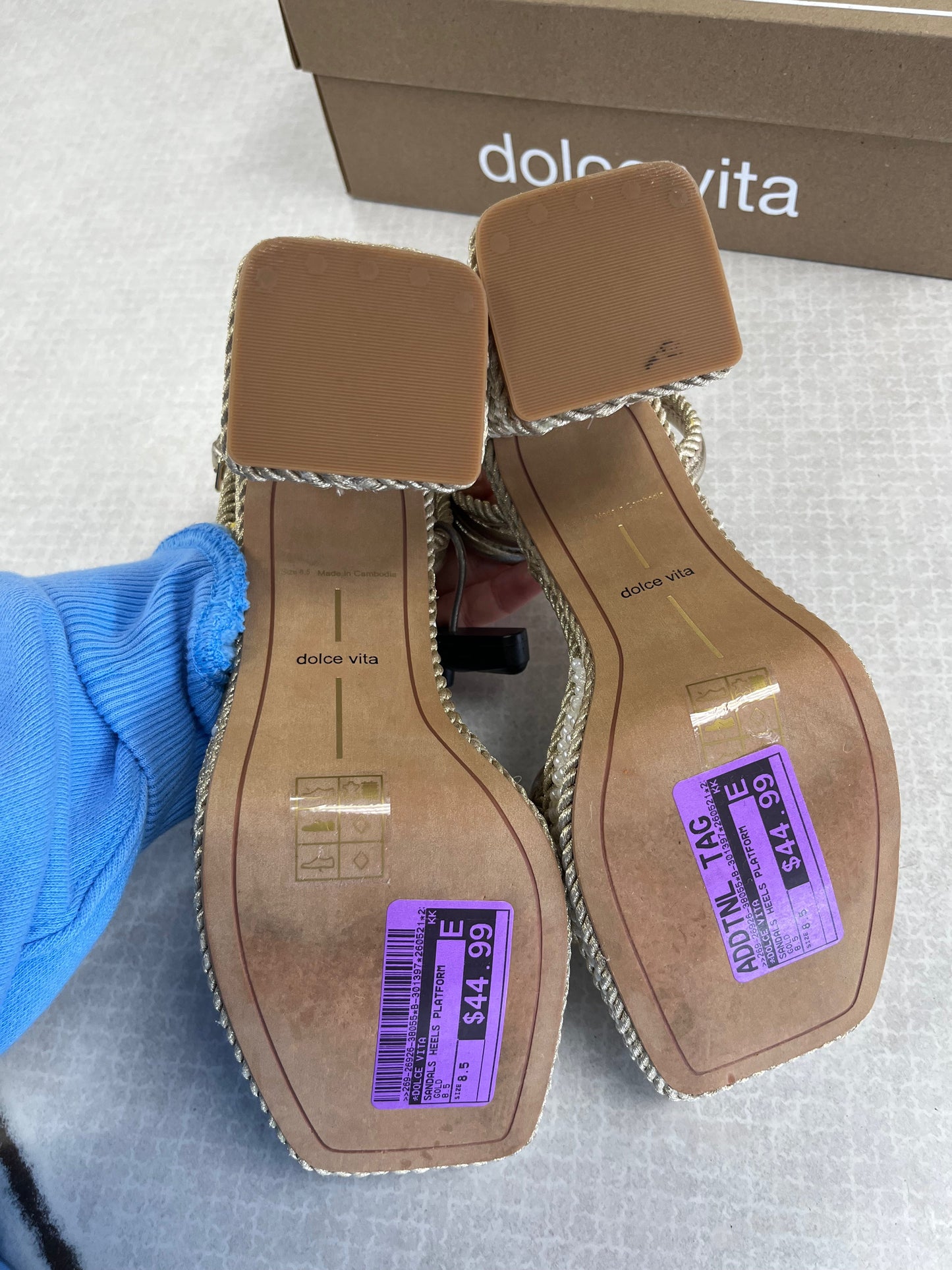 Sandals Heels Platform By Dolce Vita In Gold, Size:8.5