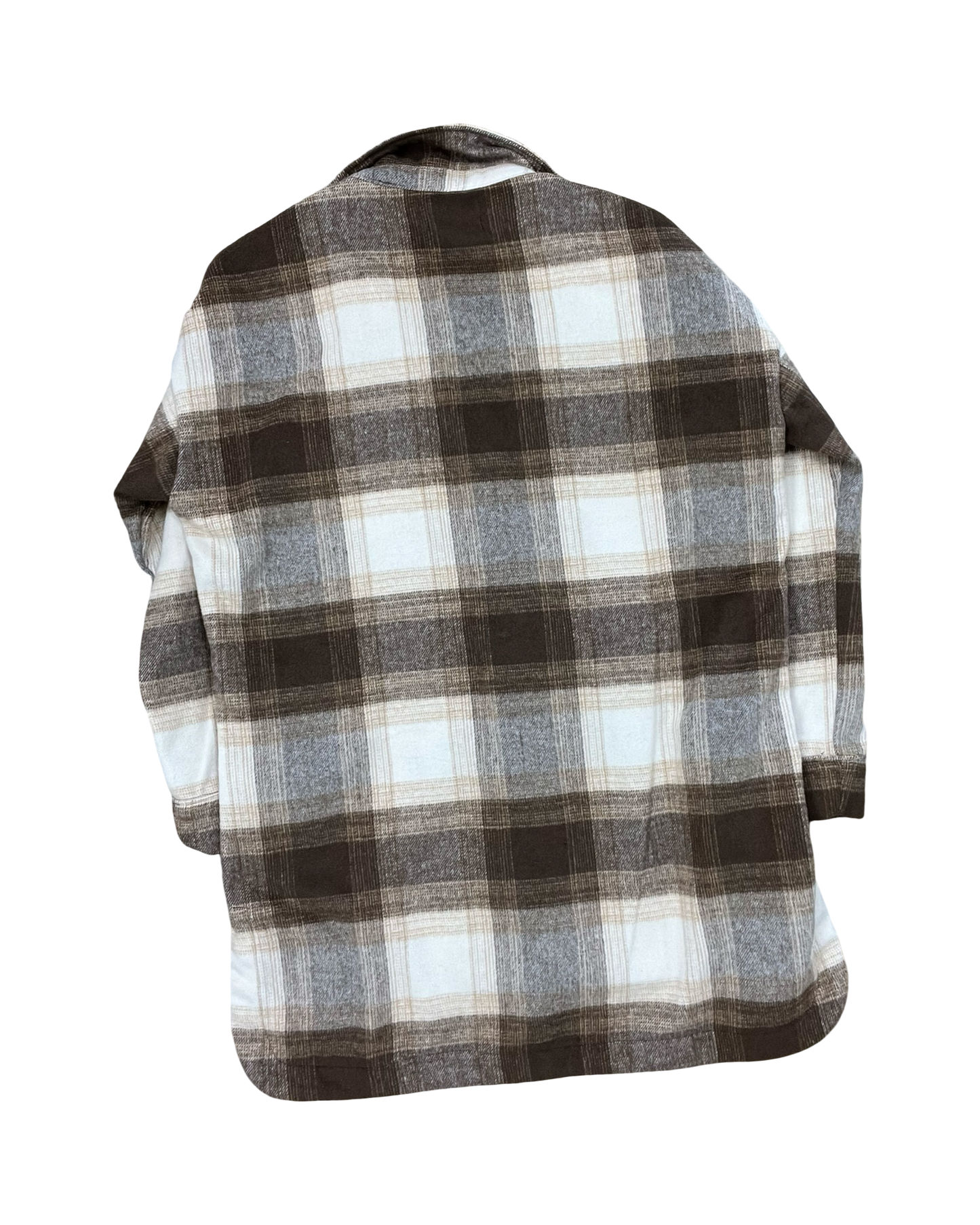 Jacket Shirt By Banana Republic In Brown & Cream, Size:L