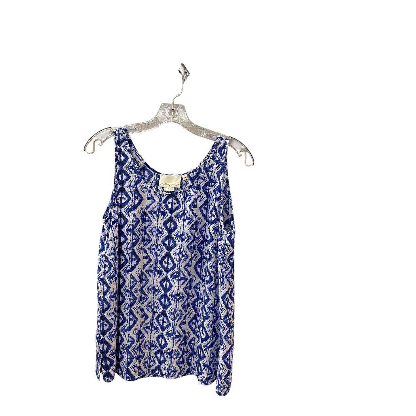 Blouse Sleeveless By Cynthia Rowley In Blue & White, Size:M