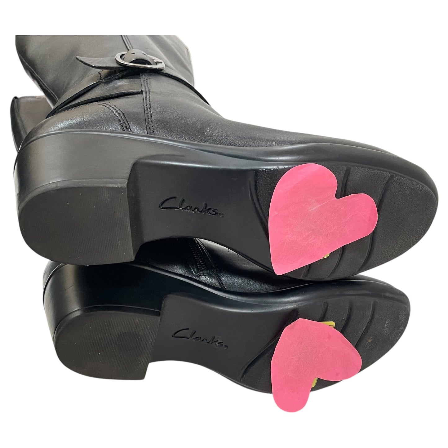 Boots Knee Heels By Clarks In Black, Size:9