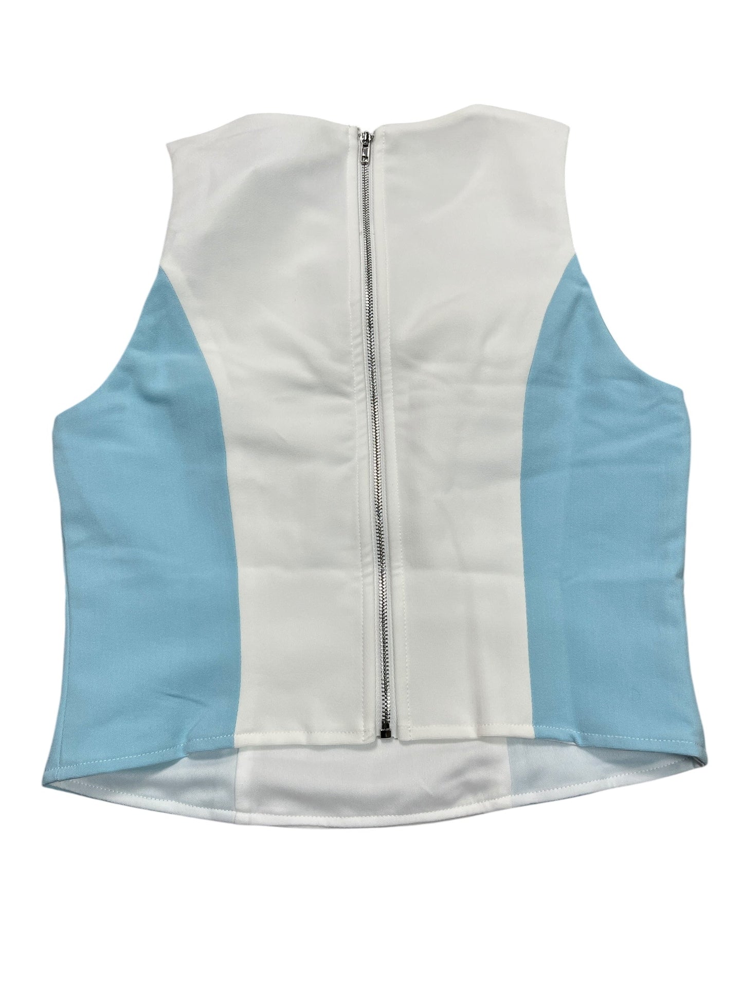 Top Sleeveless By Flat White In Blue & White, Size:Xs
