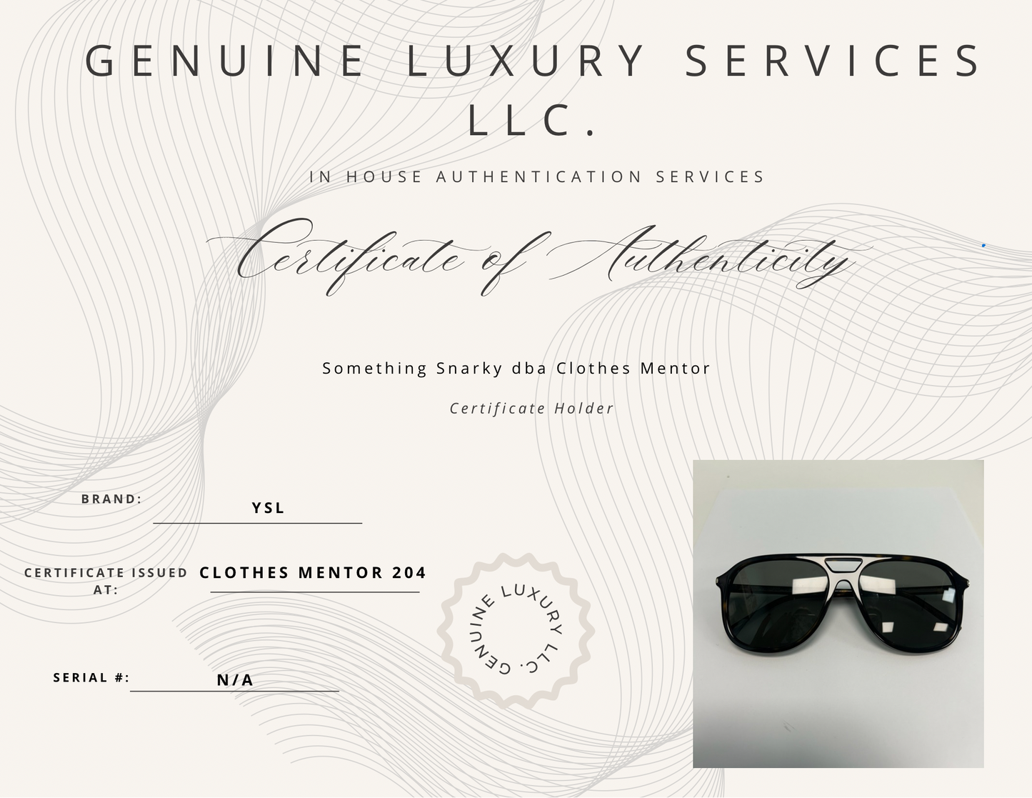 Sunglasses Luxury Designer By Yves Saint Laurent