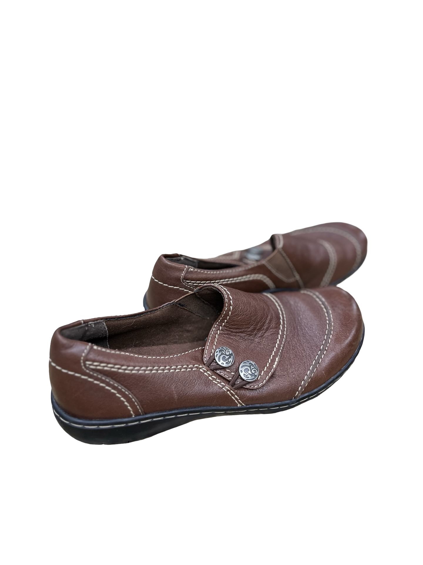 Shoes Heels Wedge By Clarks In Brown, Size:7