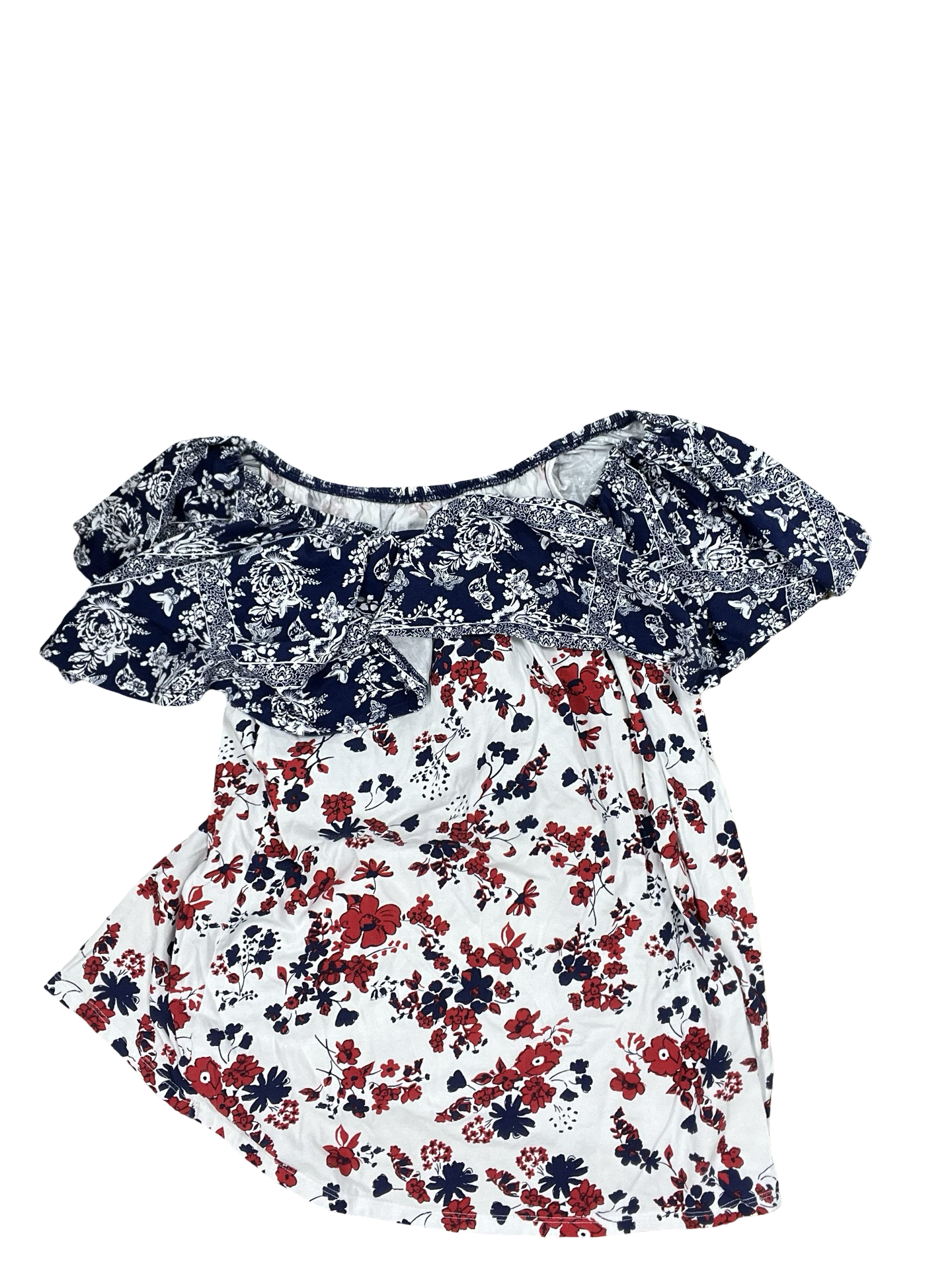 Top Sleeveless By Woman Within In Blue & Red & White, Size:Xl