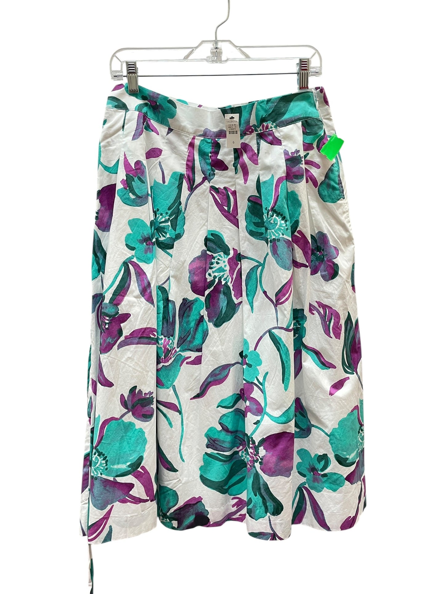 Skirt Midi By Talbots In Green & White, Size:6