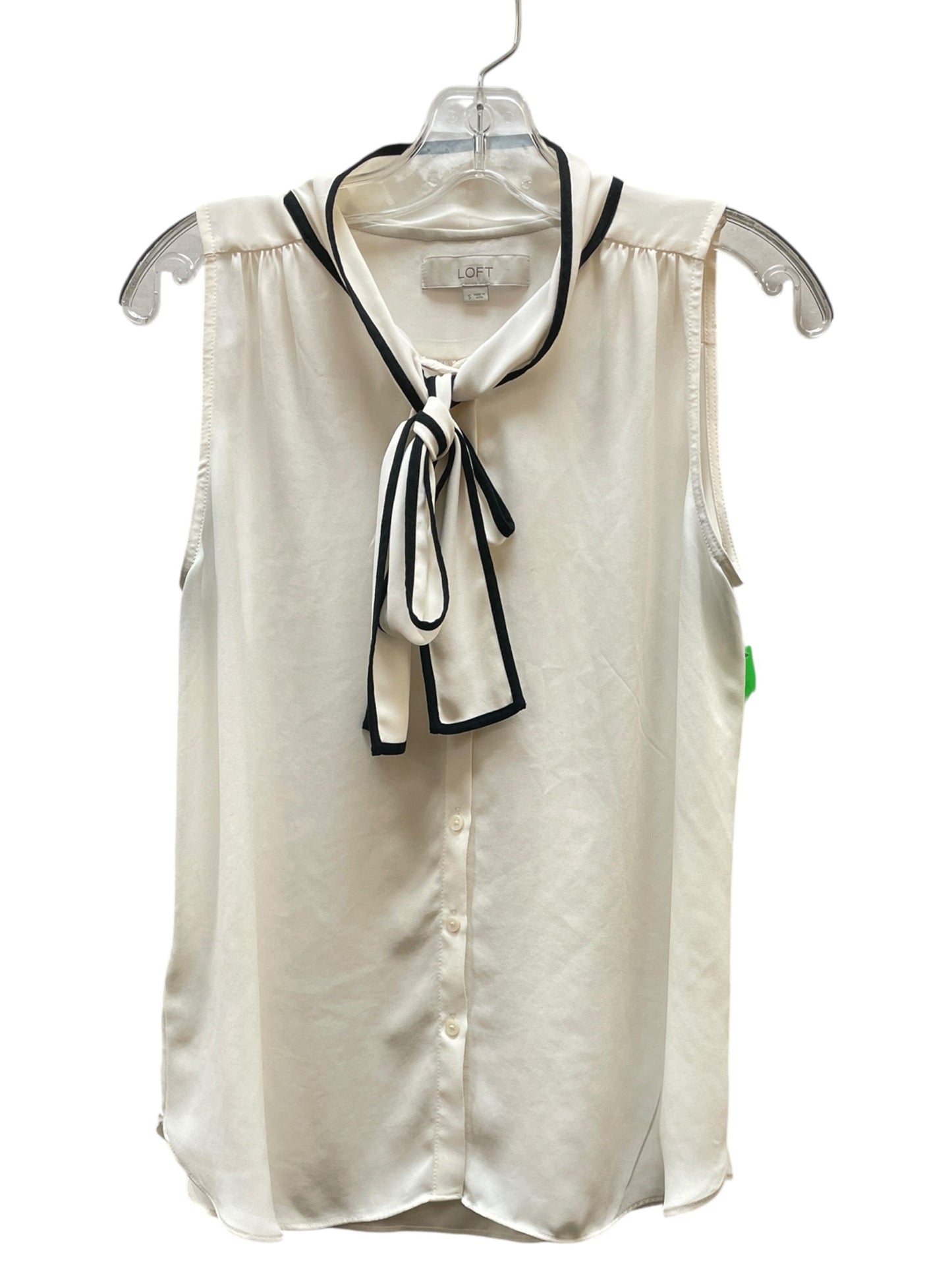 Blouse Sleeveless By Loft In Black & Cream, Size:S