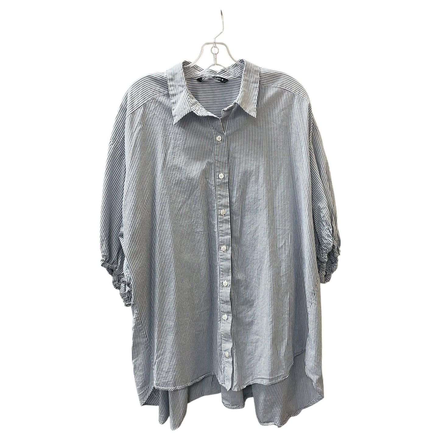 Top 3/4 Sleeve By Zara In Blue, Size:S