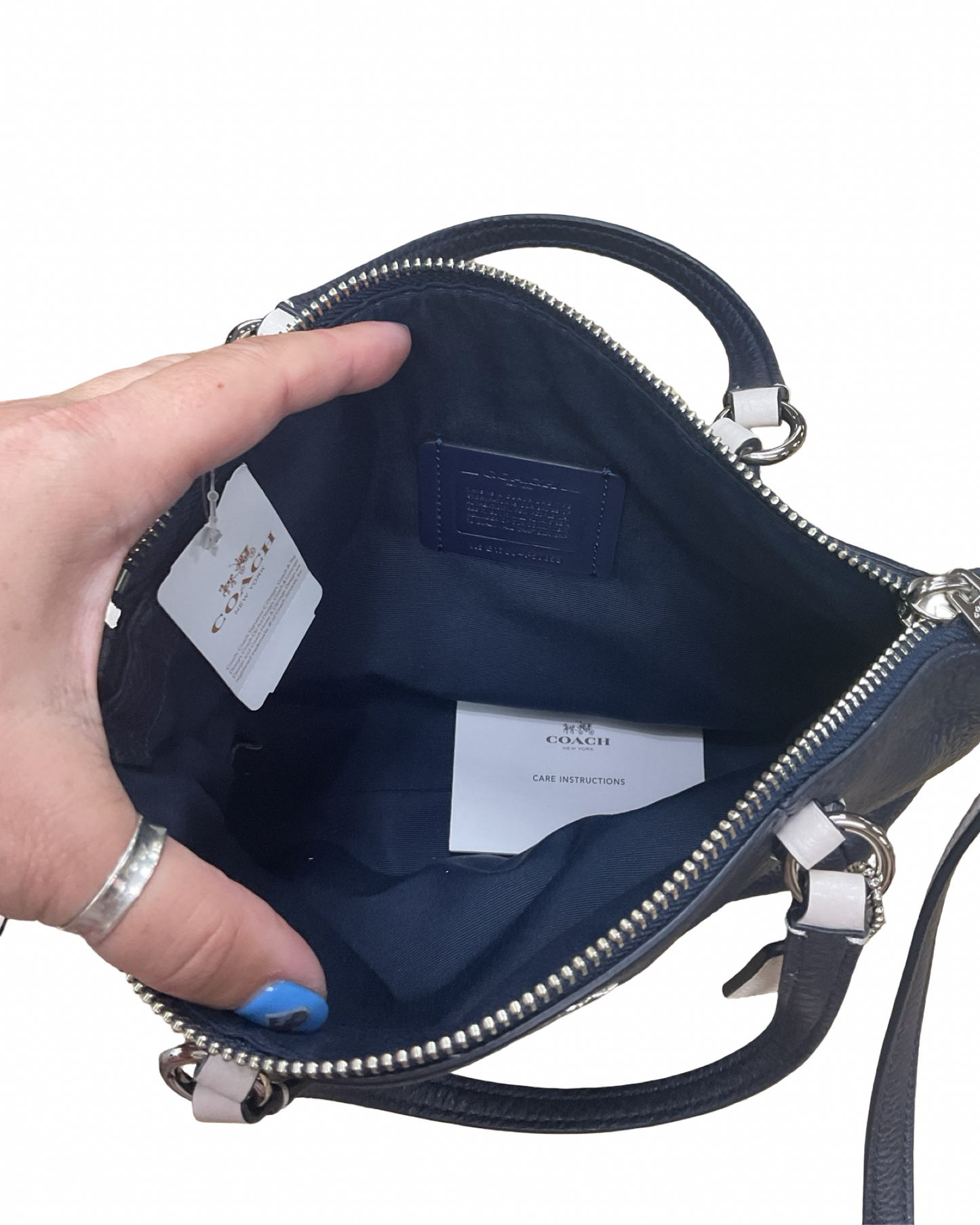 Crossbody Designer By Coach In Navy, Size:Medium