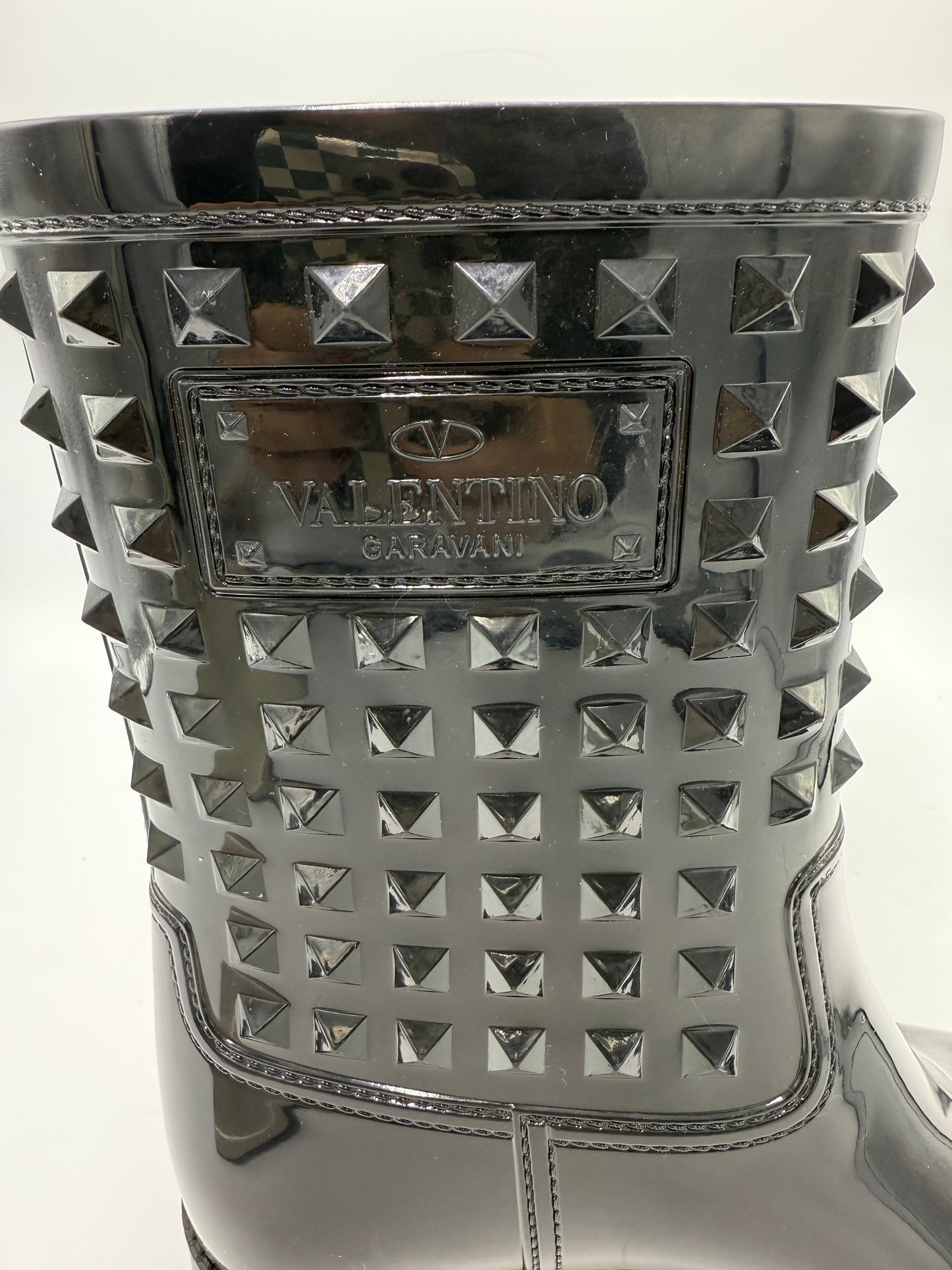 Valentino Garavani Rockstud Rubber Rain Boots, Size: 10