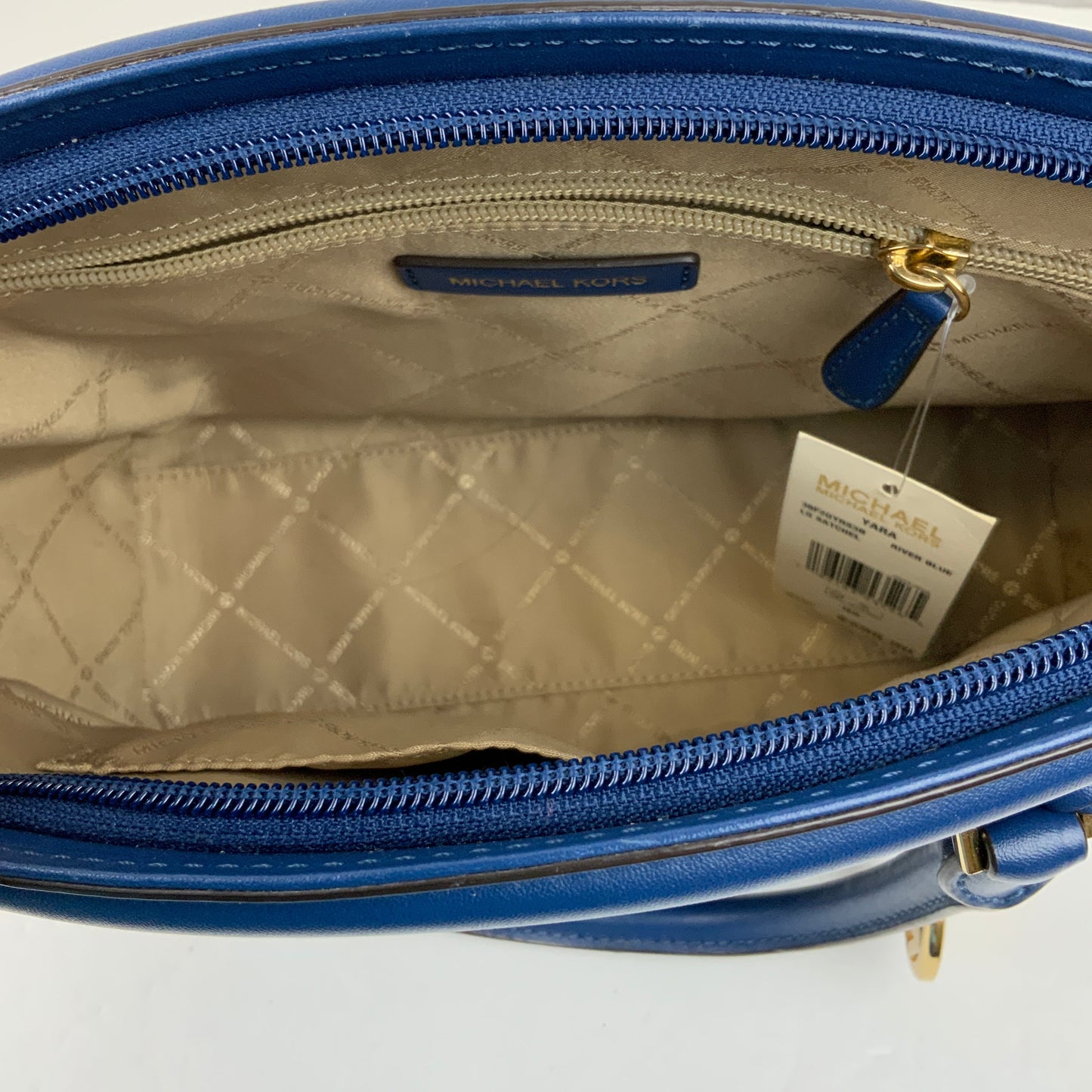 Handbag Designer By Michael Kors In Blue & Brown, Size:Small