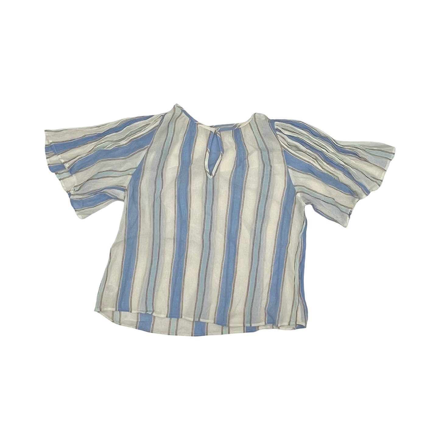 Blouse 3/4 Sleeve By Loft In Blue & Cream, Size:M