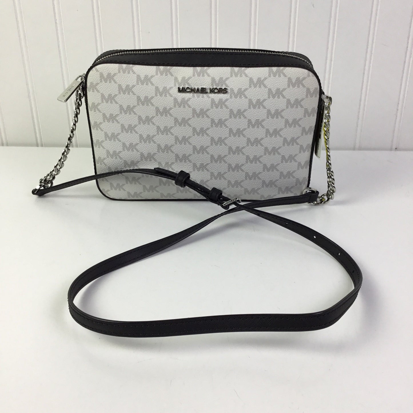 Crossbody Designer By Michael Kors In Black & White, Size:Small