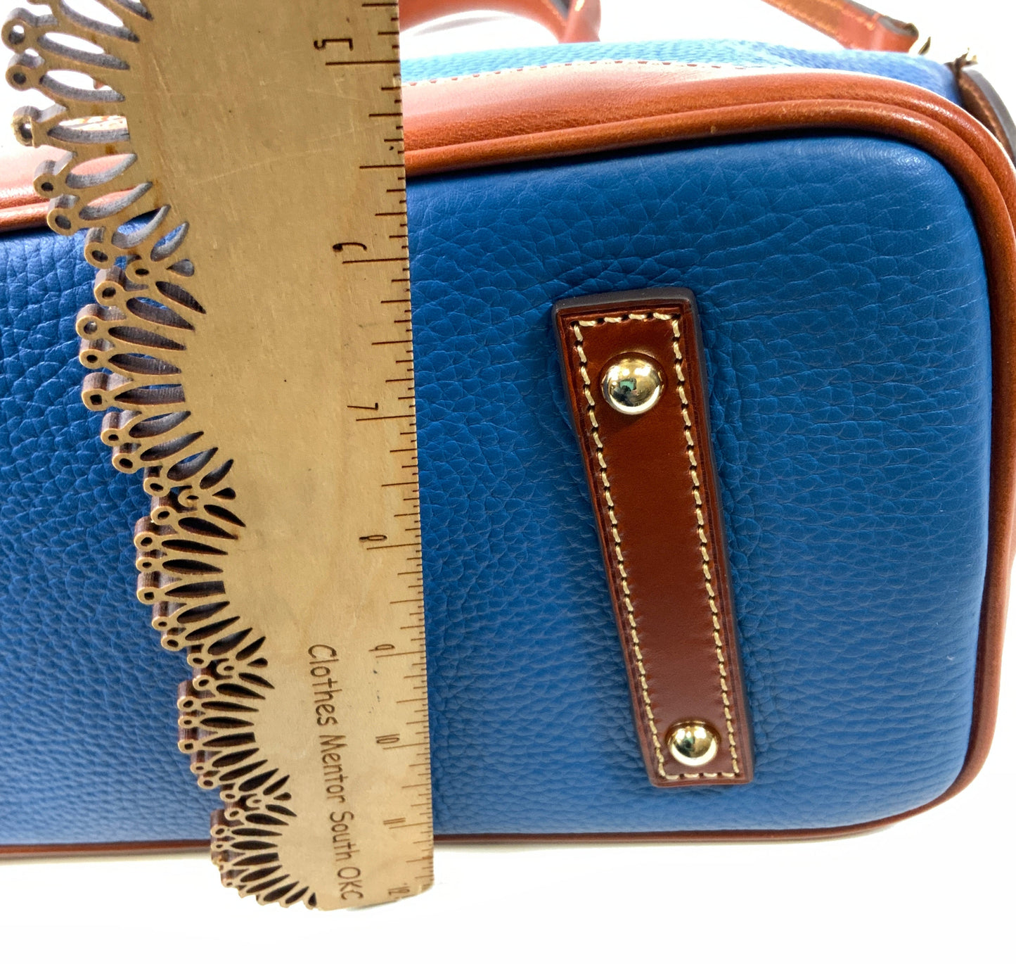 Handbag Designer By Dooney And Bourke In Blue & Brown, Size:Small