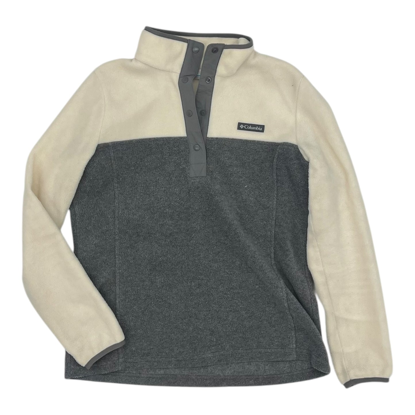 Athletic Sweatshirt Collar By Columbia In Cream & Grey, Size:M