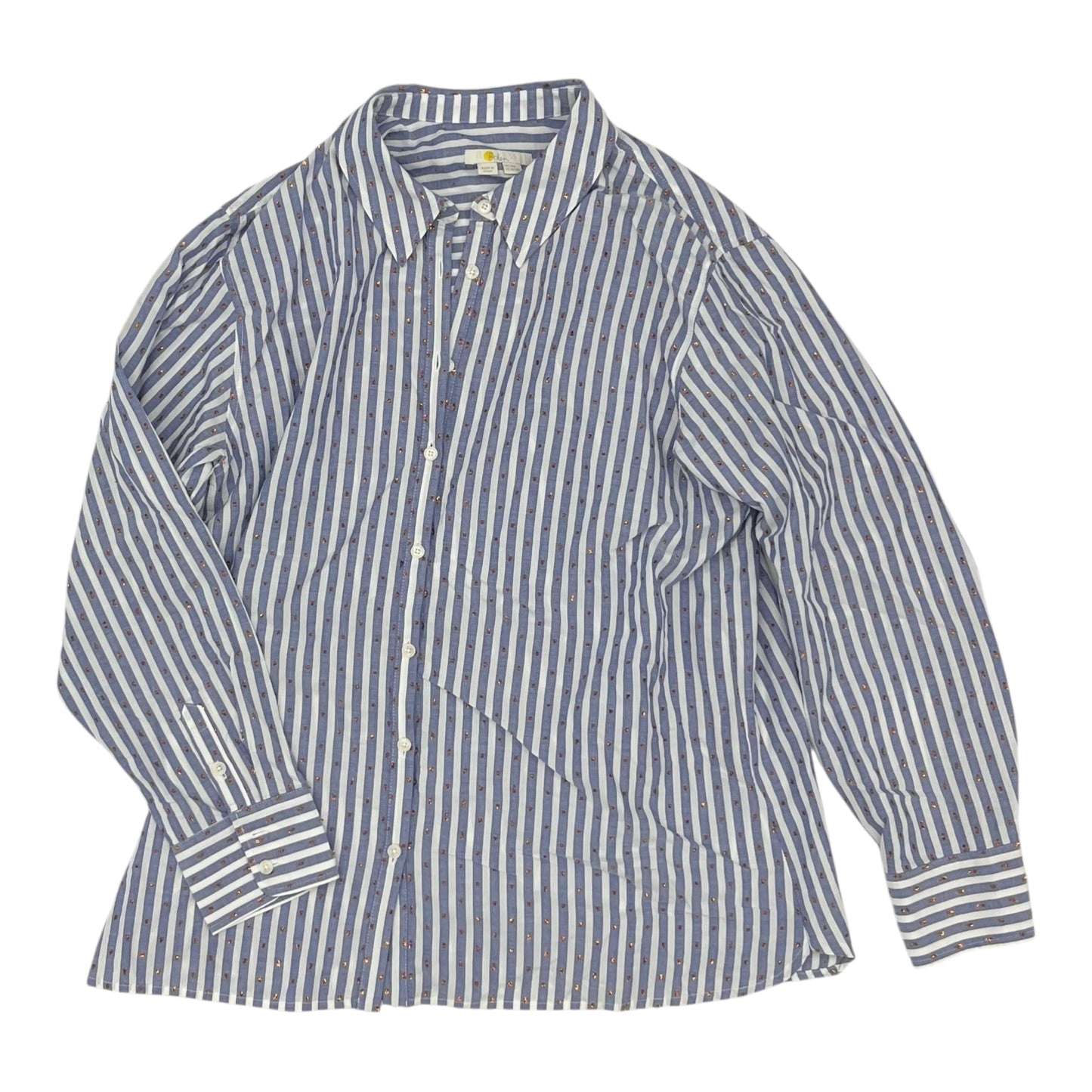 Blouse Ls By Boden In Blue & White, Size:Xl