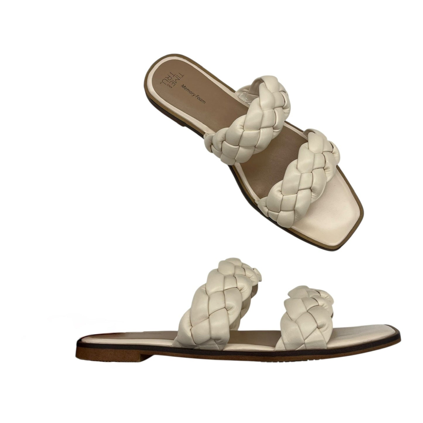Sandals Flats By Time And Tru In Cream, Size:9
