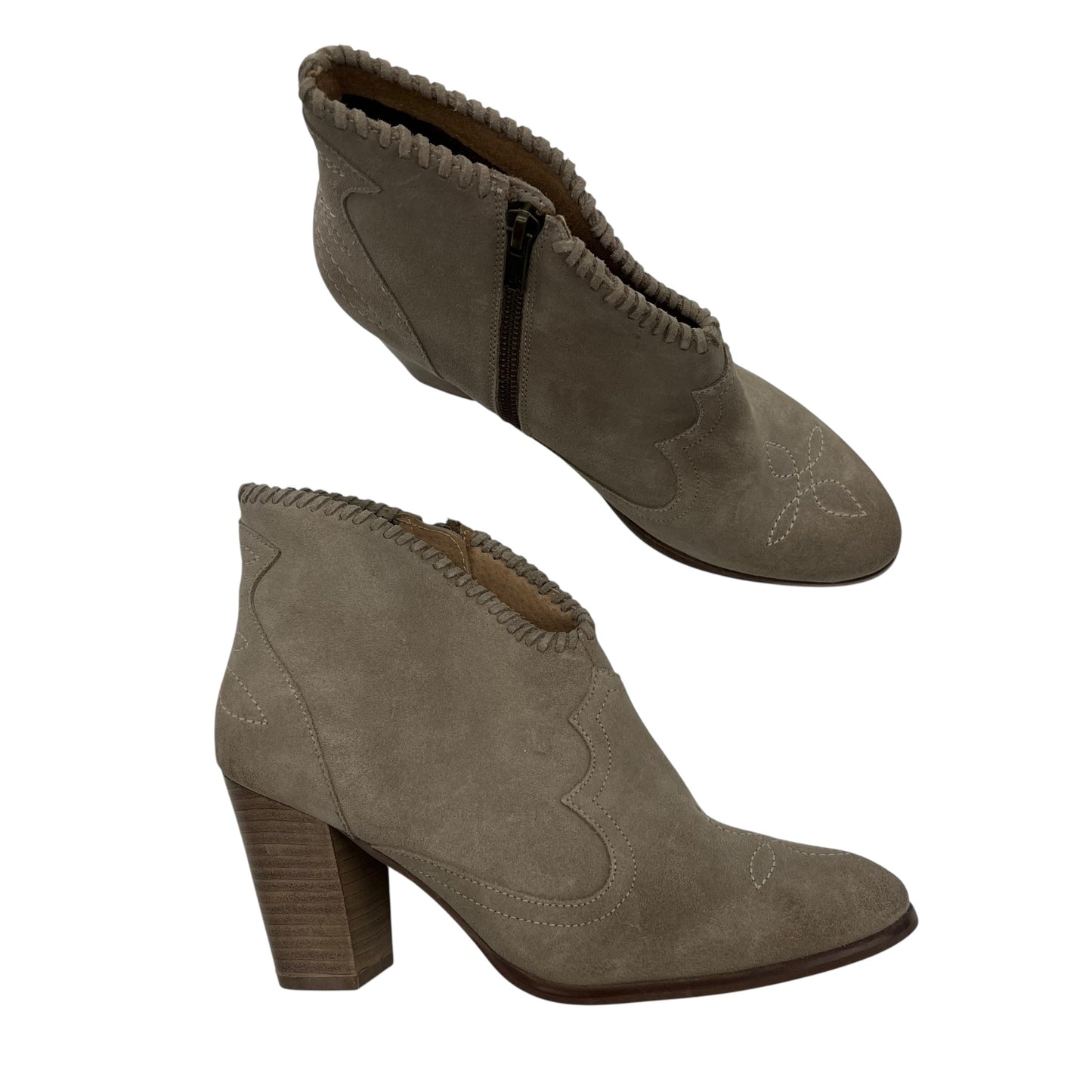 Boots Ankle Heels By Clothes Mentor In Tan, Size:8.5