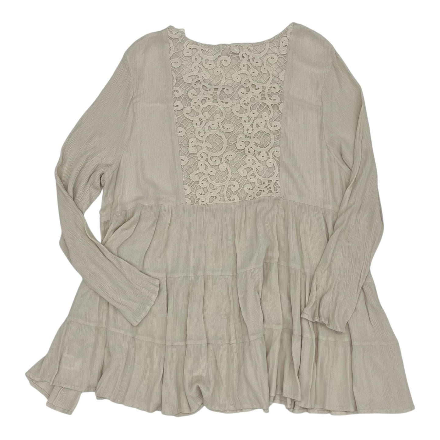 Blouse Ls By Indigo Soul In Cream, Size:Xl