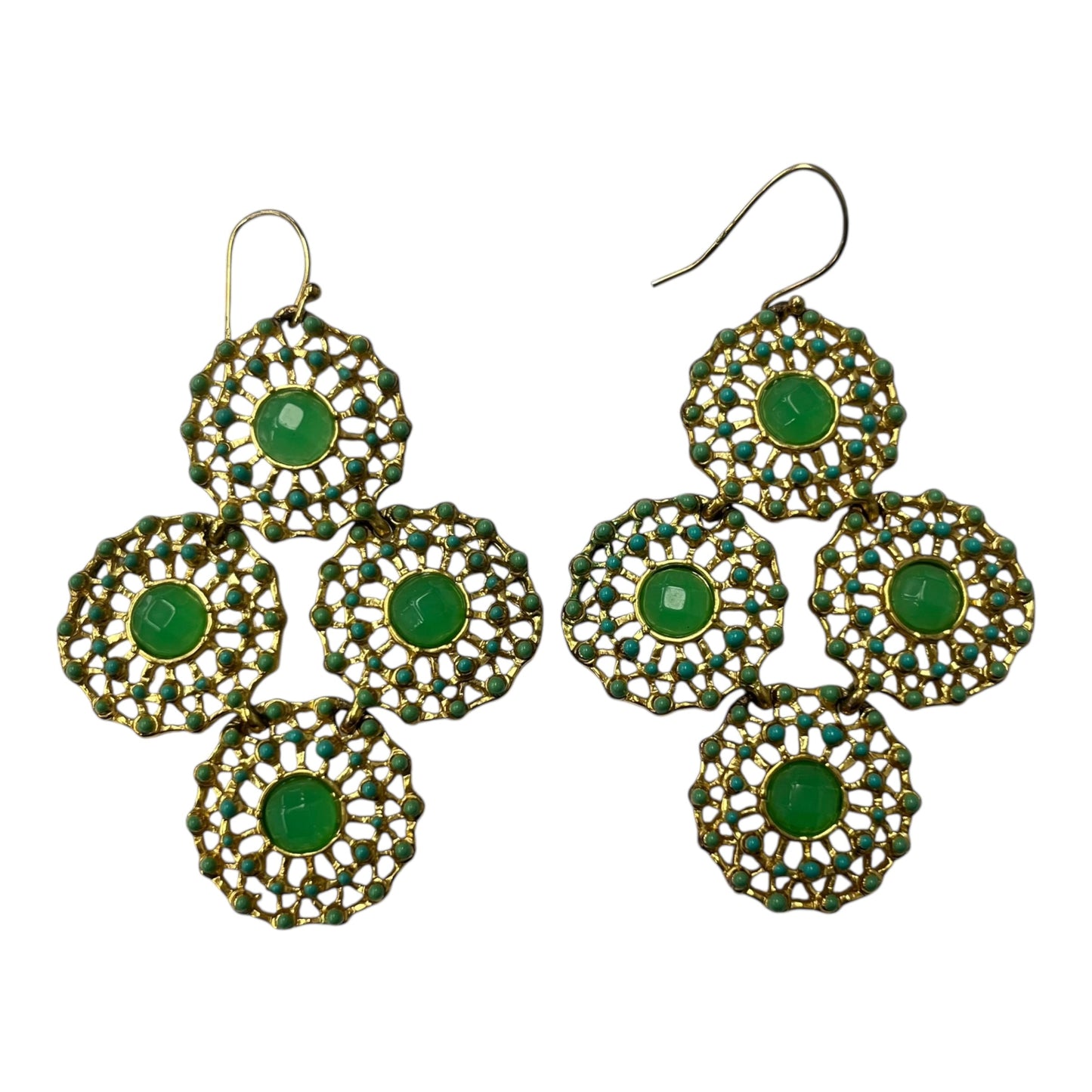 Earrings Dangle/Drop By Clothes Mentor In Gold & Green