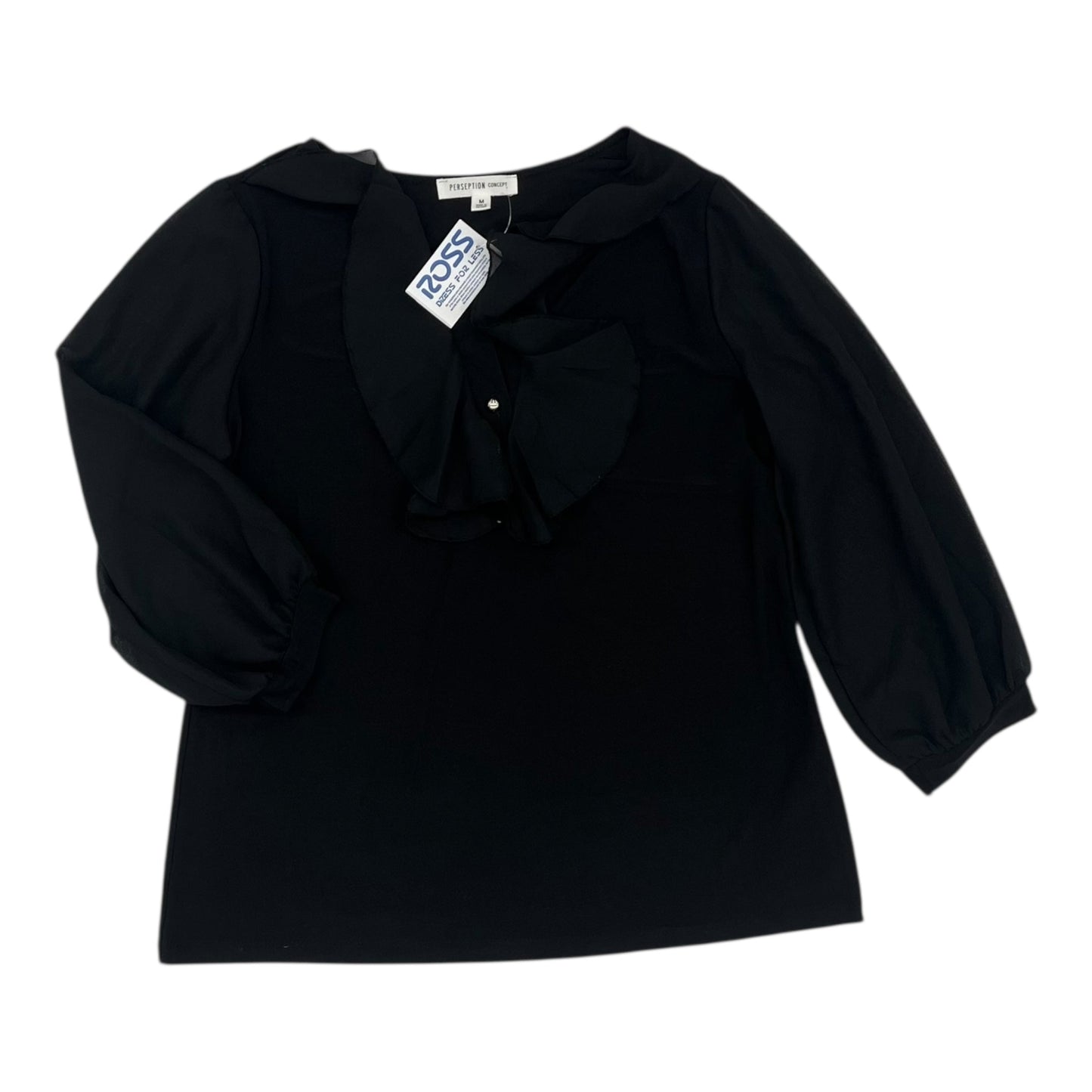 BLOUSE 3/4 SLEEVE by PERSEPTION CONCEPT In BLACK, Size: M