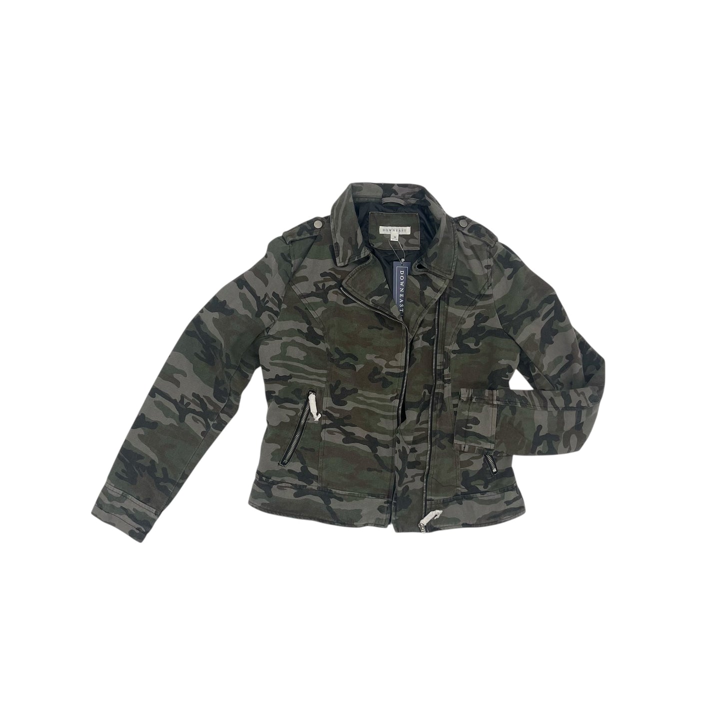 Jacket Moto By Downeast In Camouflage Print, Size:M
