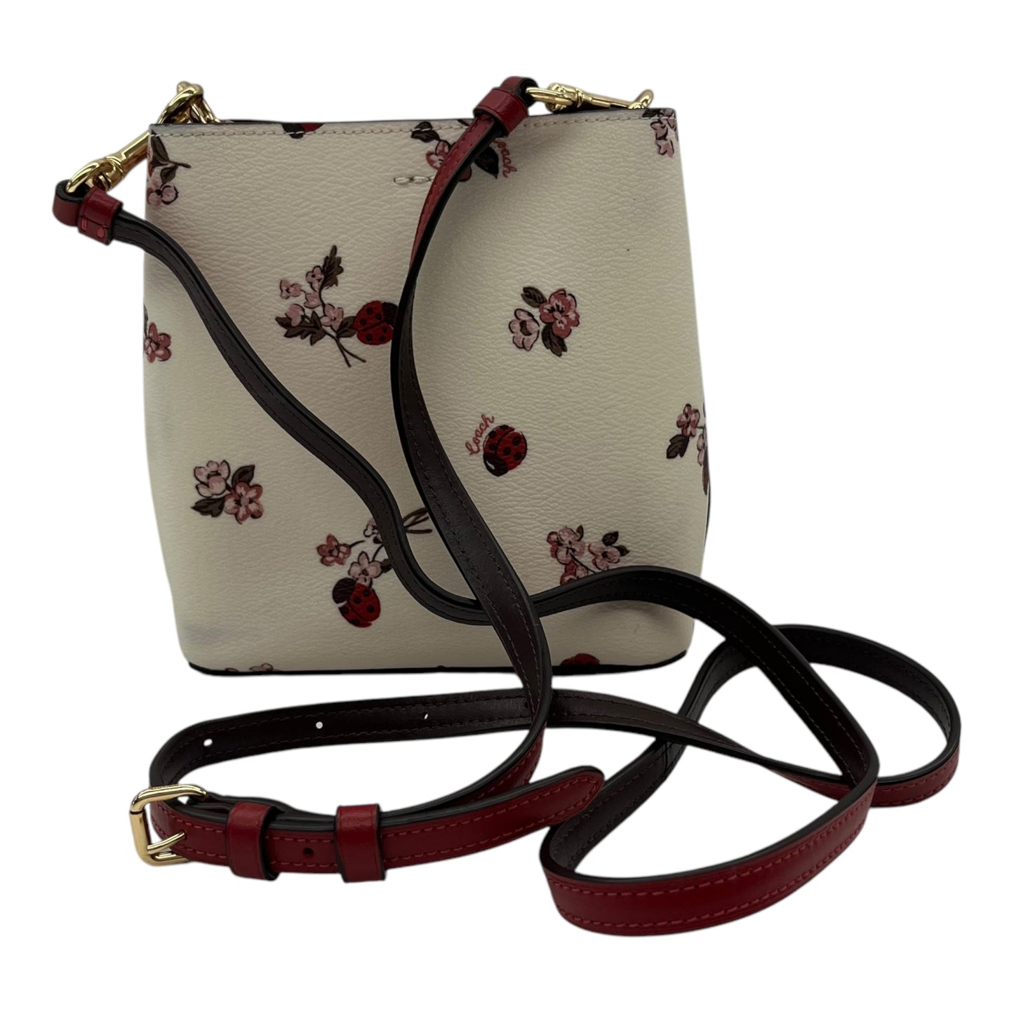 Crossbody Designer By Coach In Cream & Red, Size:Small