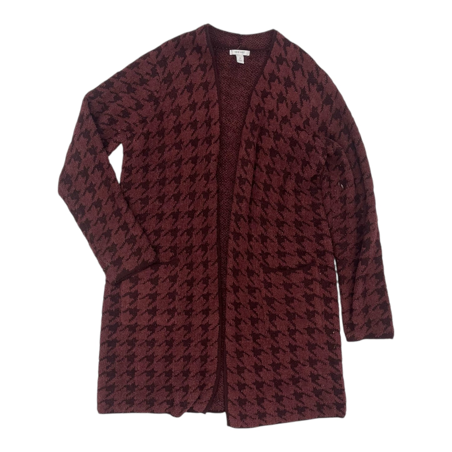 Sweater Cardigan By Nine West In Black & Red, Size:M