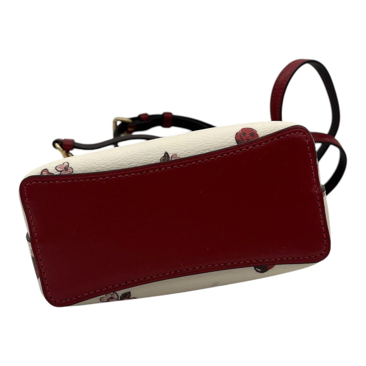 Crossbody Designer By Coach In Cream & Red, Size:Small