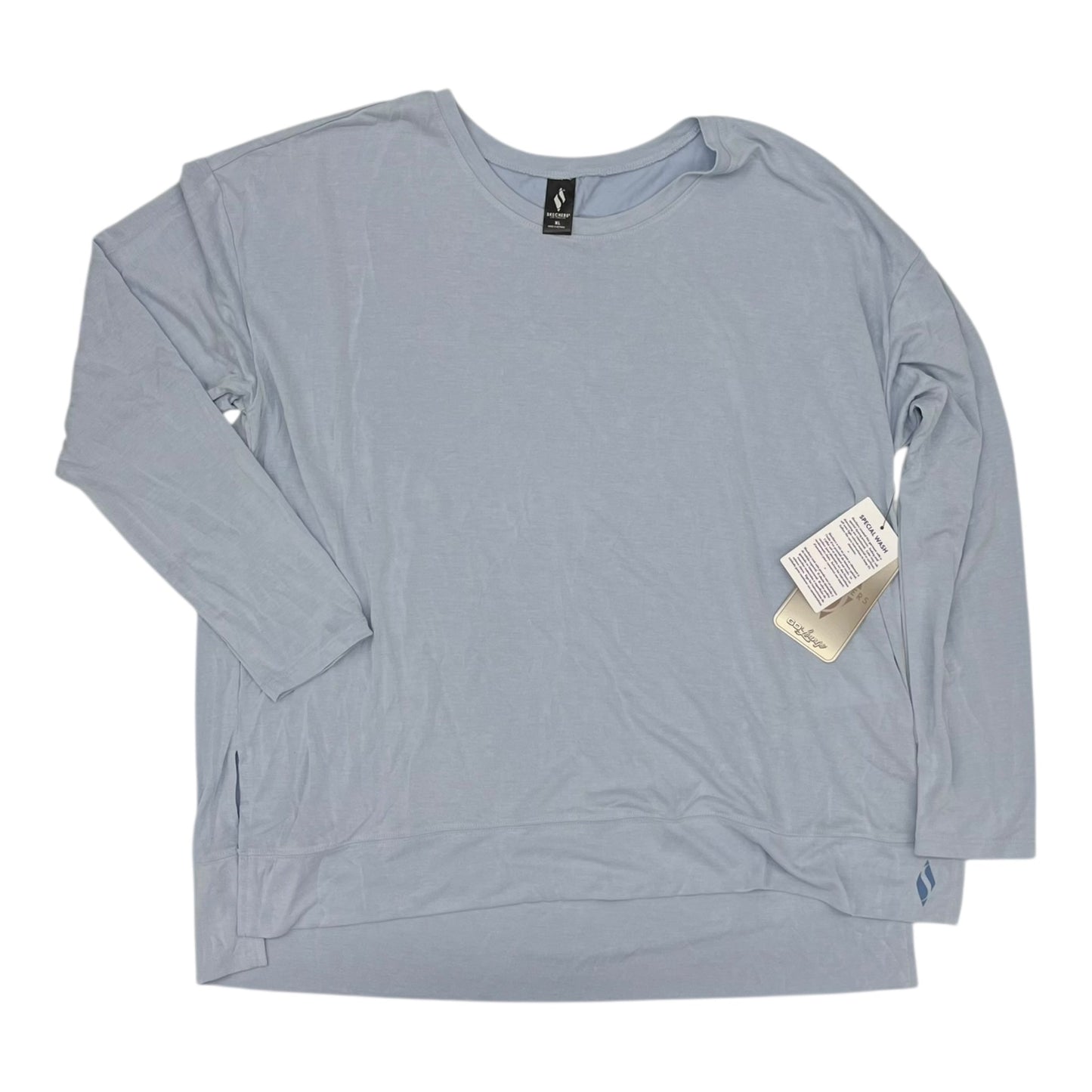 Athletic Top Ls Collar By Skechers In Blue, Size:Xl
