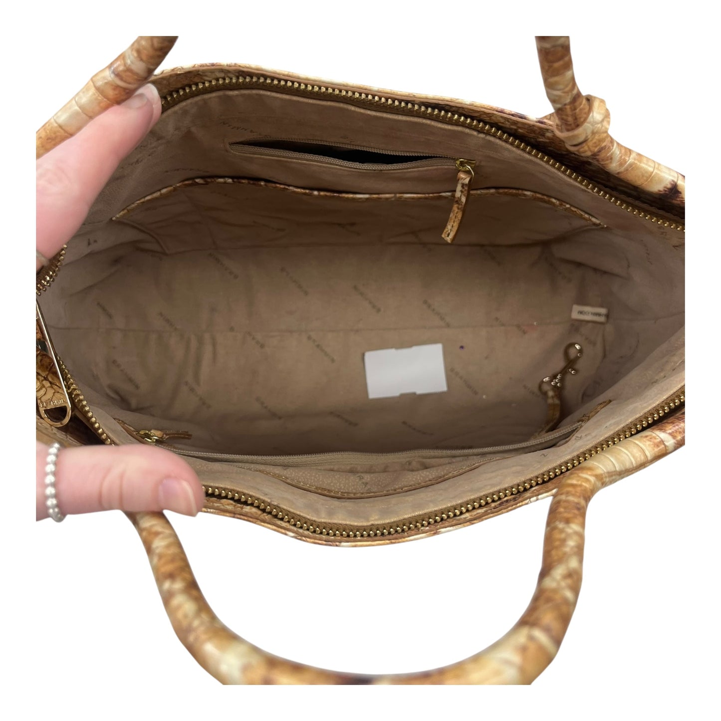 Handbag Designer By Brahmin In Tan, Size:Large