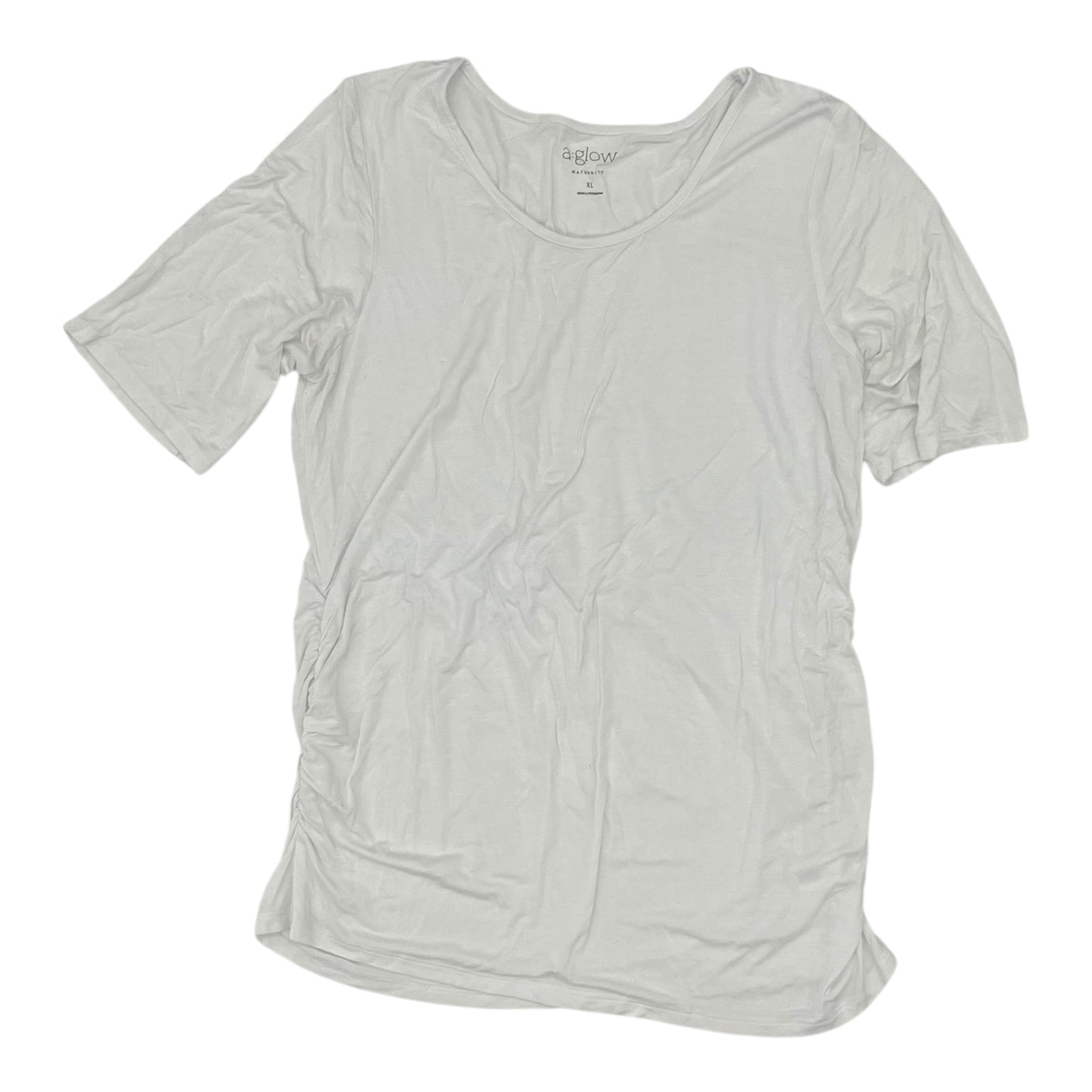 MATERNITY TOP LS by A GLOW in WHITE, Size:XL