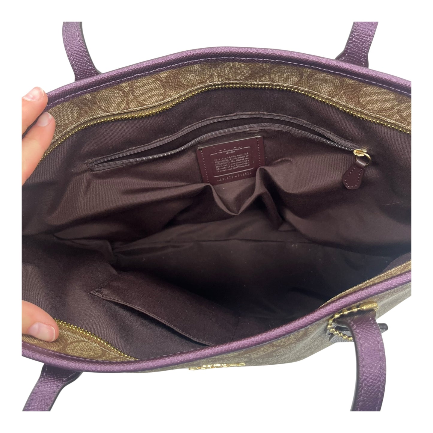 Tote Designer By Coach In Tan, Size:Large