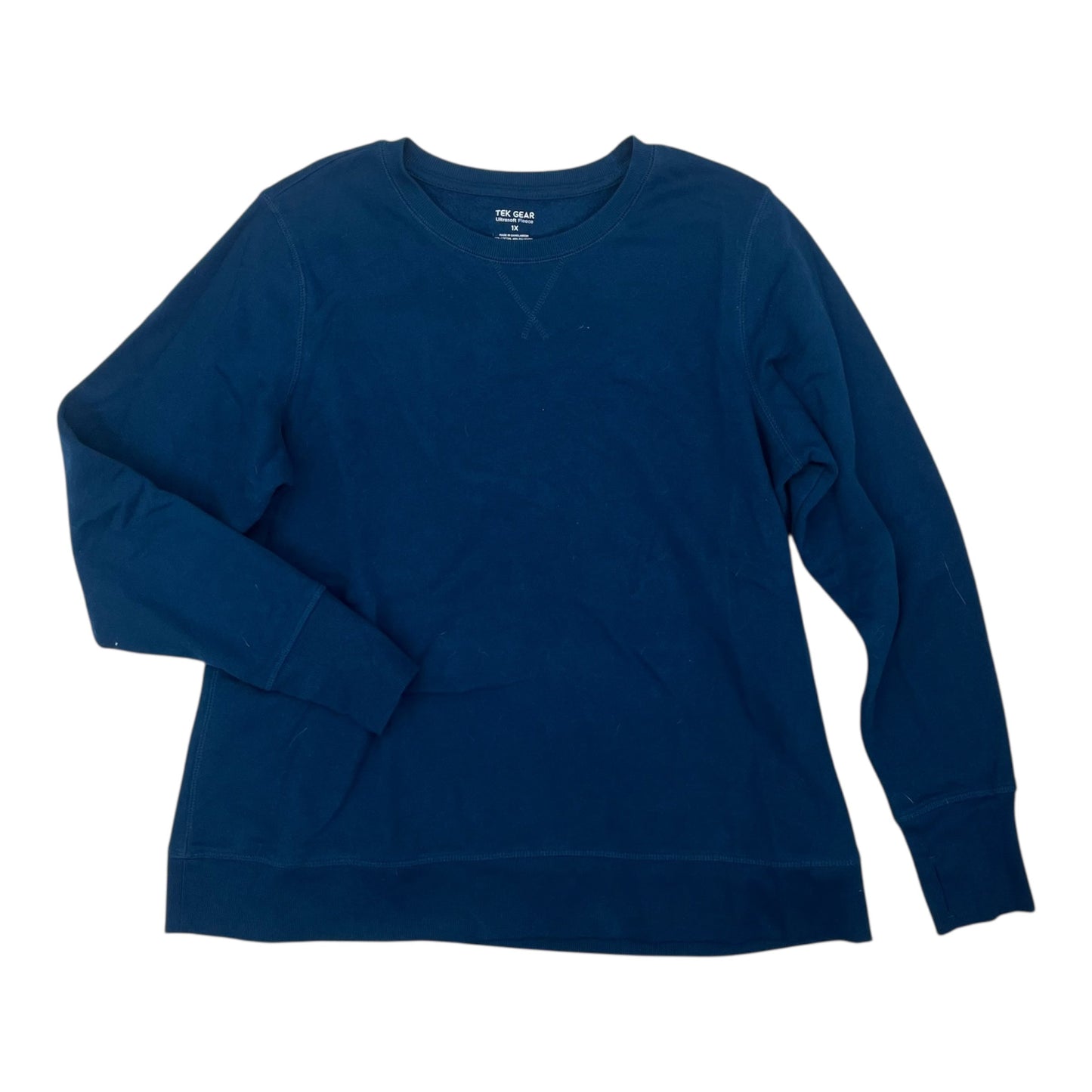 Sweatshirt Crewneck By Tek Gear In Blue, Size:1X