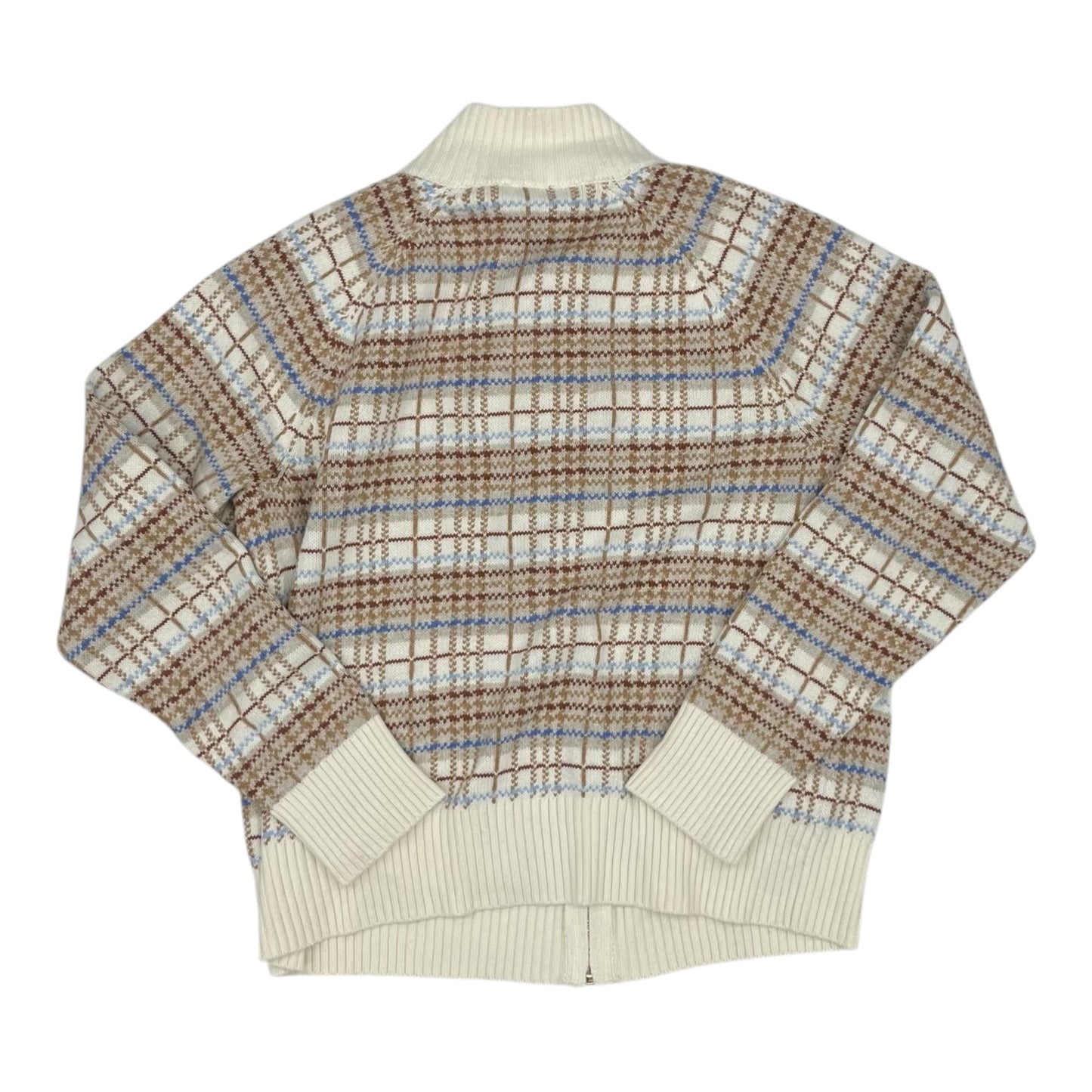 Sweater Cardigan By Talbots In Blue & Brown, Size:L