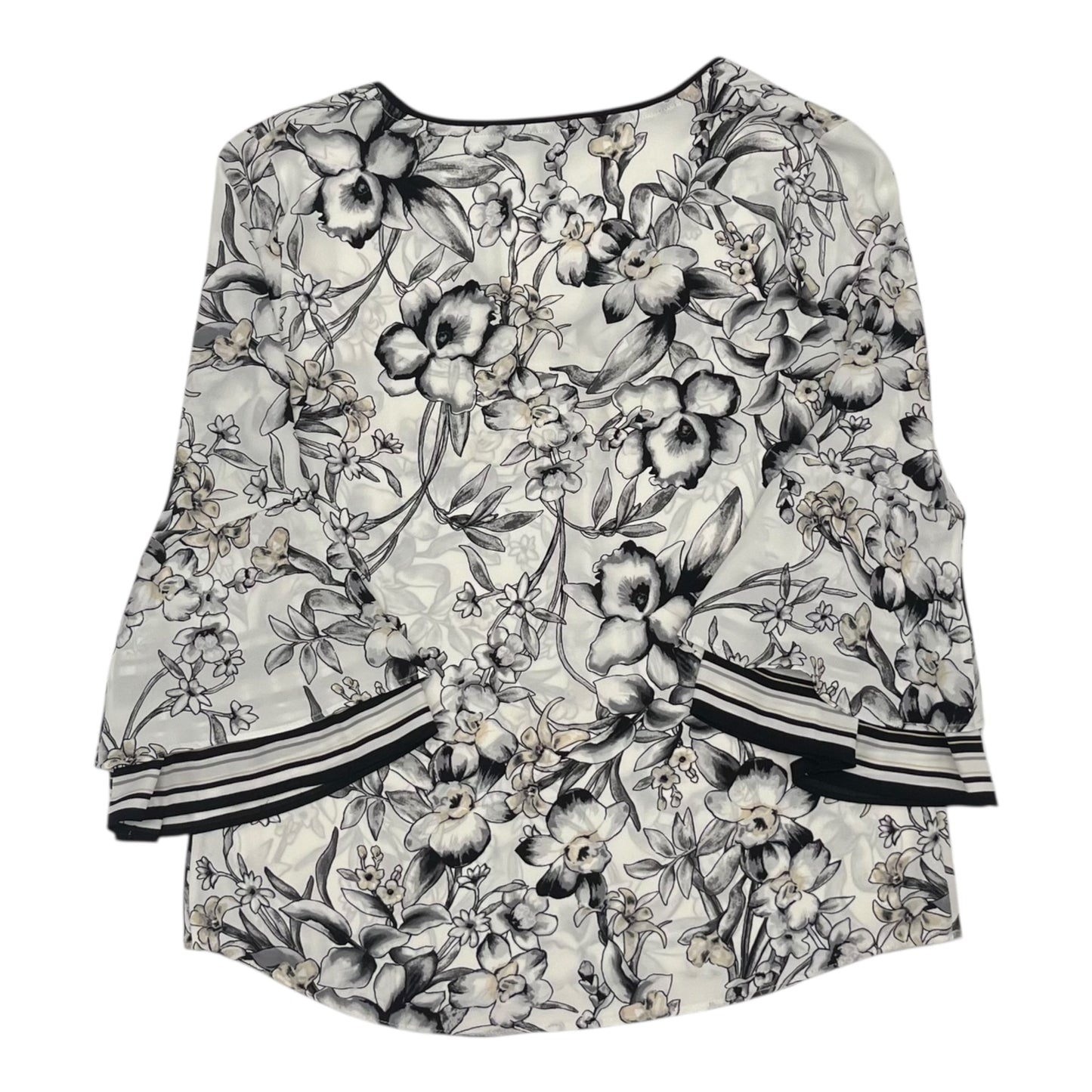 Blouse 3/4 Sleeve By White House Black Market In Black & White, Size:S