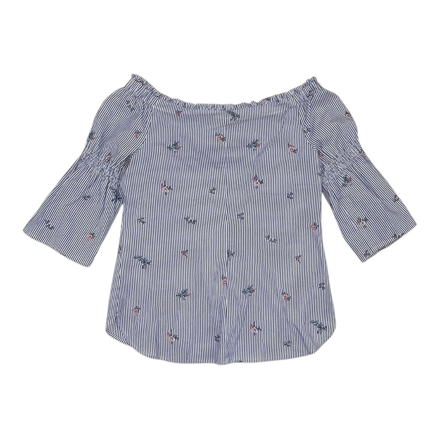 Top 3/4 Sleeve By White House Black Market In Blue & White, Size:S