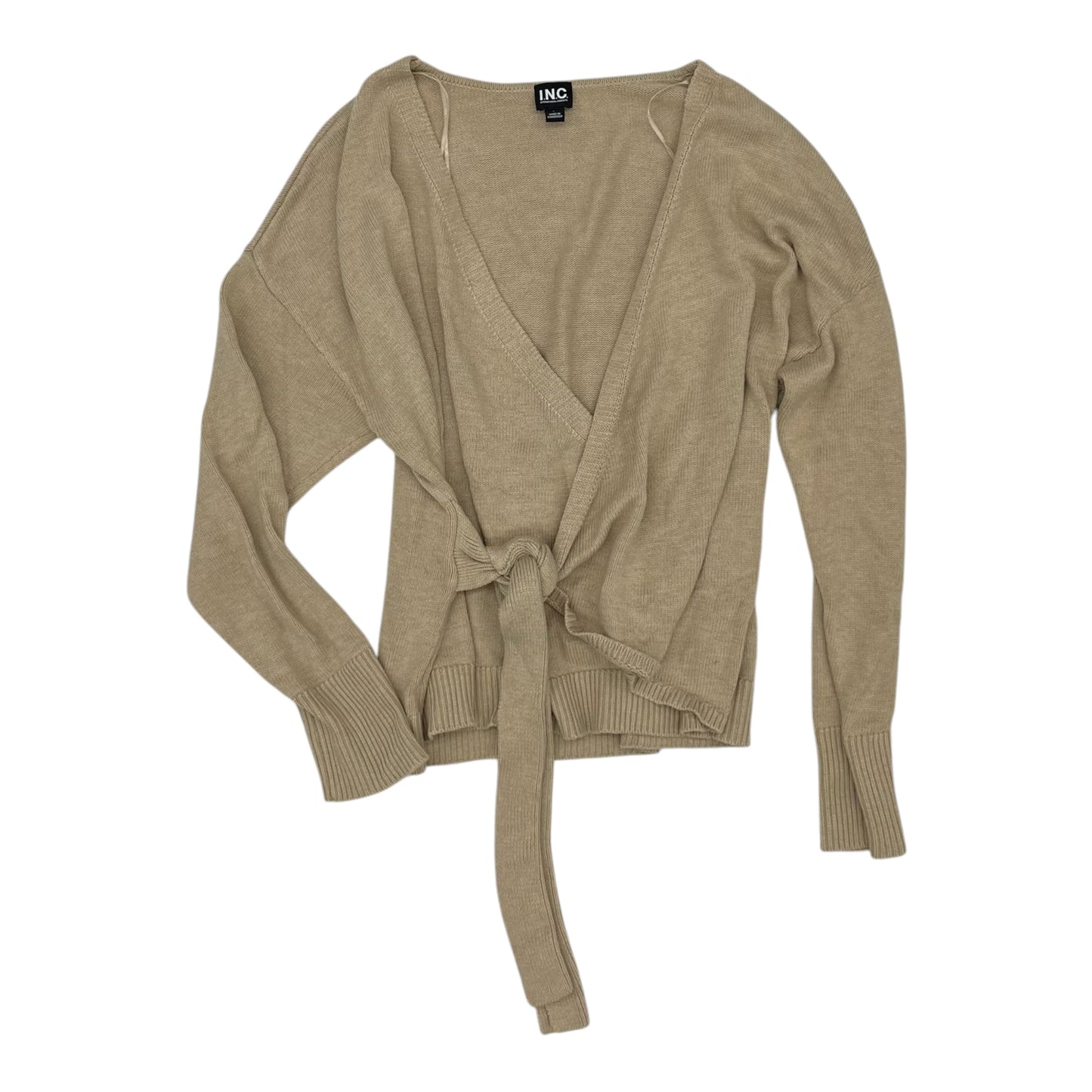 Sweater Cardigan By Inc In Tan, Size:L