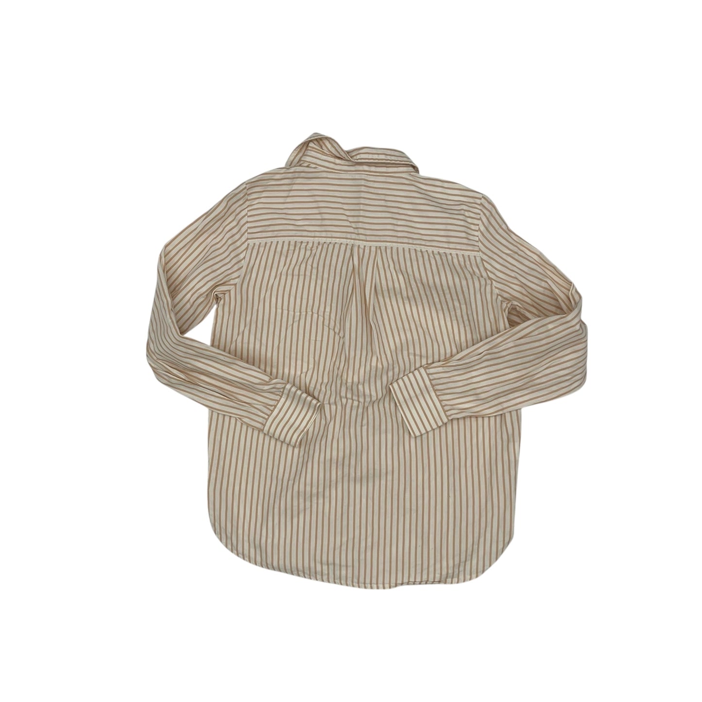 Blouse Ls By Loft In Tan & White, Size:Xs