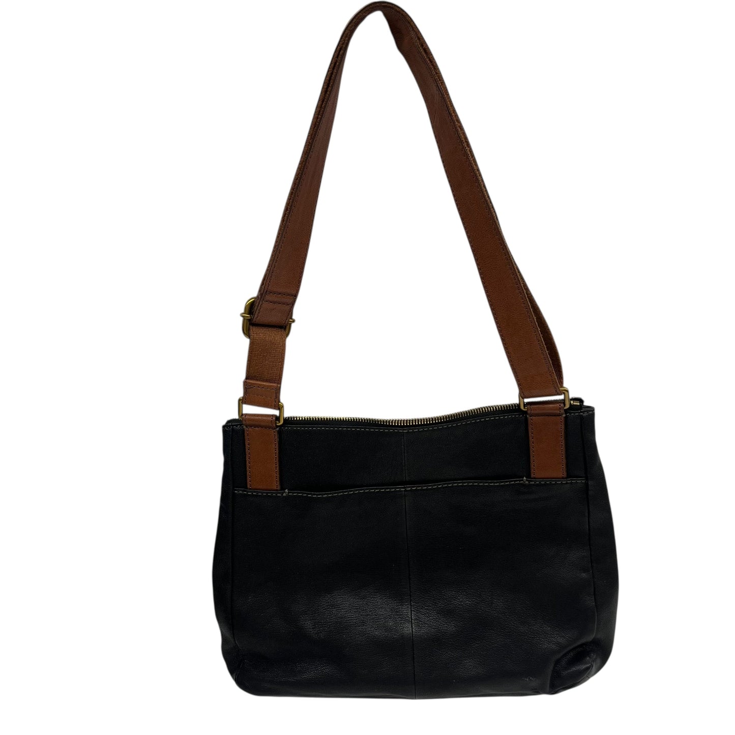 Crossbody Leather By Fossil In Black, Size:Large