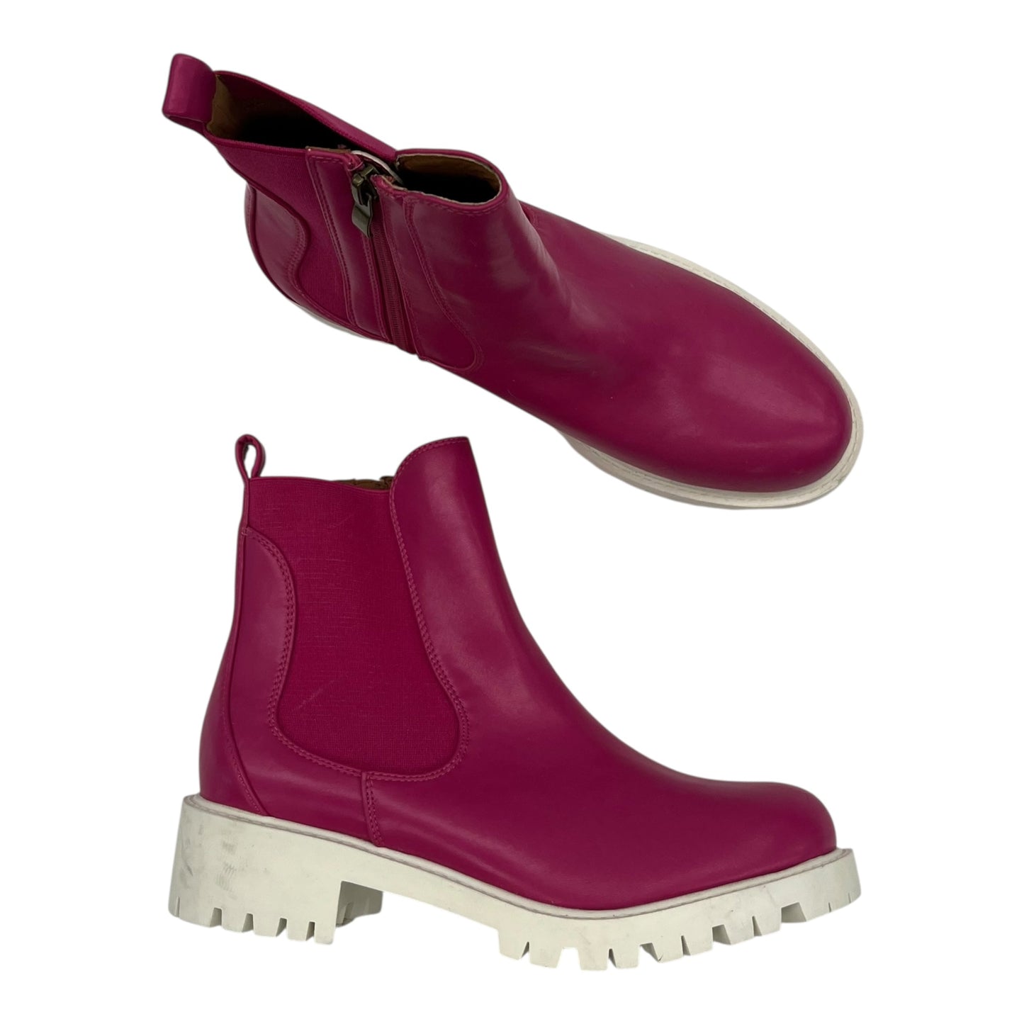 Boots Ankle Heels By Clothes Mentor In Pink, Size:8.5