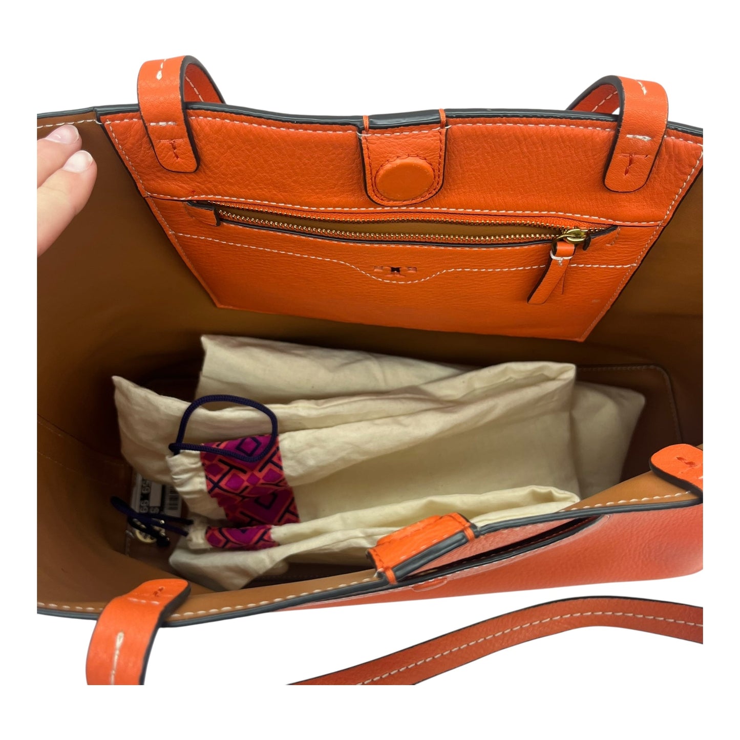 Handbag Designer By Tory Burch In Orange, Size:Large