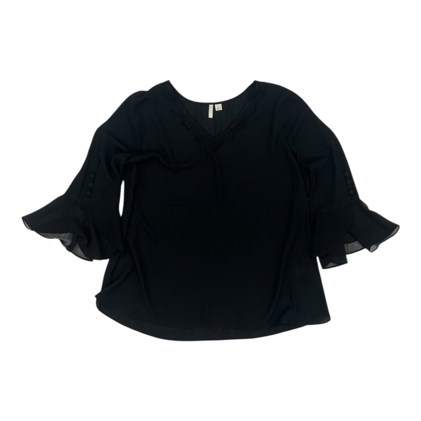 Blouse 3/4 Sleeve By Cato In Black, Size:L
