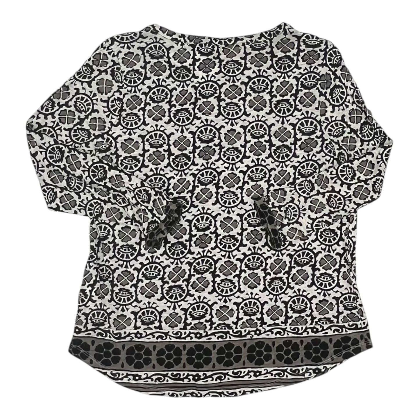 Top 3/4 Sleeve By Lucky Brand In Black & Cream, Size:L
